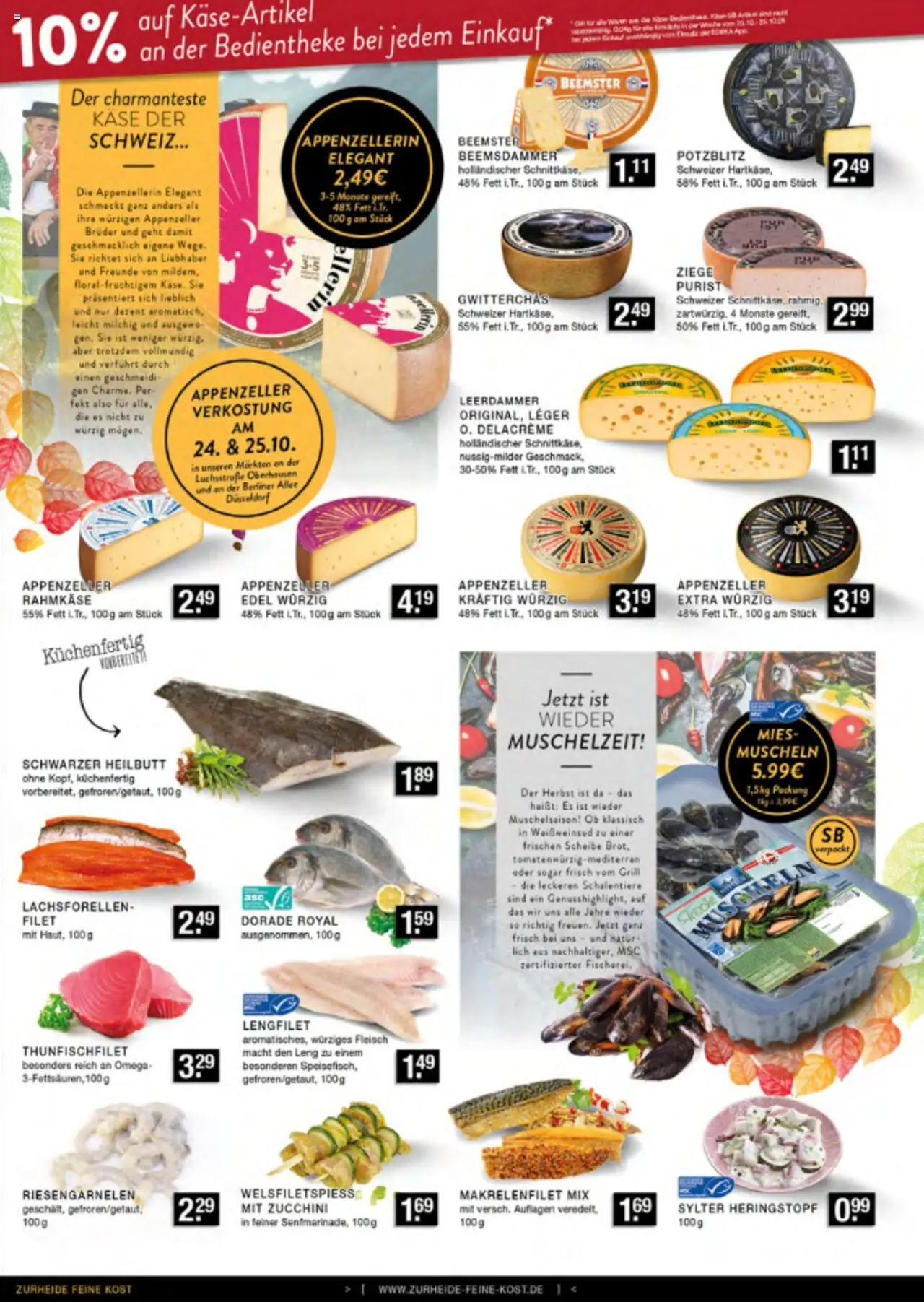 Edeka Zurheide Prospekt 	 – gültig ab 20.10.2025 | Seite: 4 | Produkte: Käse, Leerdammer, Zucchini, Fleisch