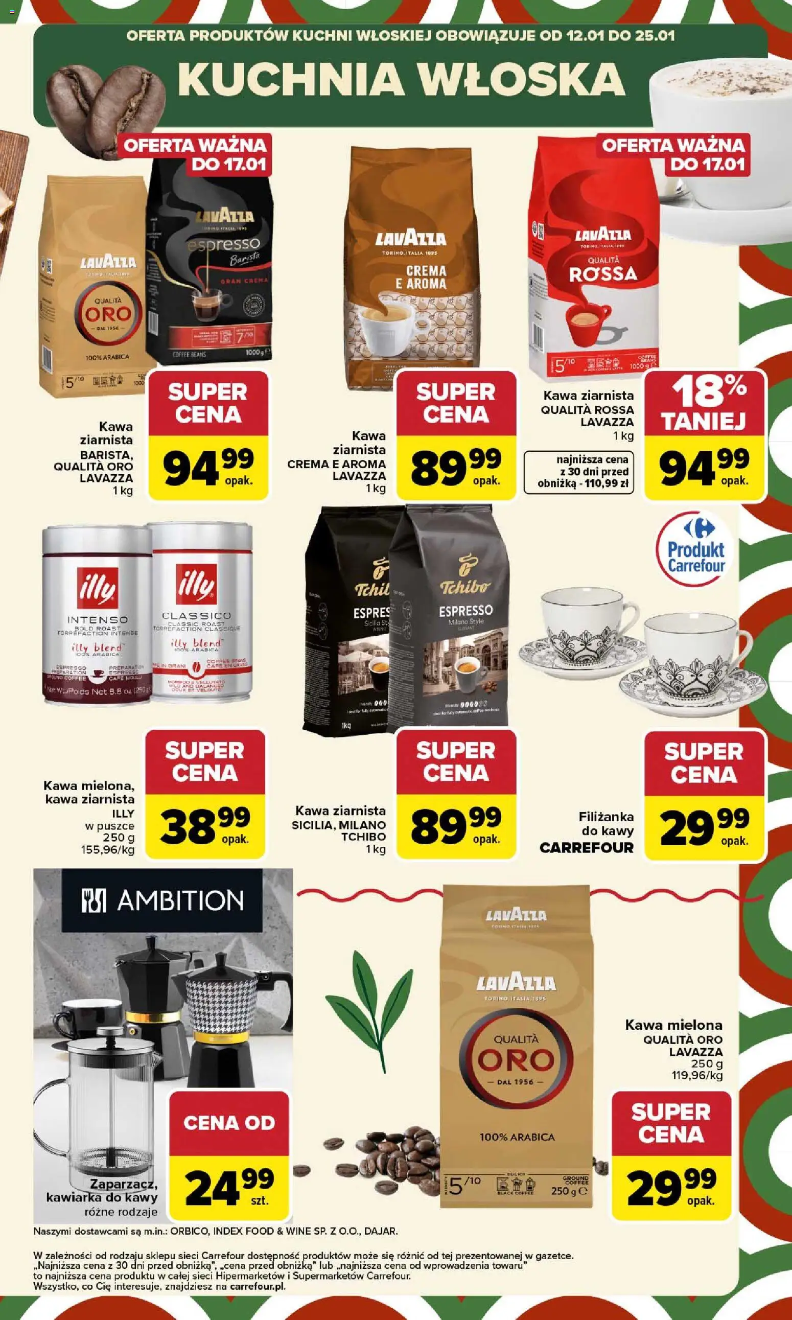 Carrefour Gazetka - Kuchnia włoska od 12.01.2026 | Strona: 9 | Produkty: Kawa ziarnista, Lavazza, Kawa, Kawiarka