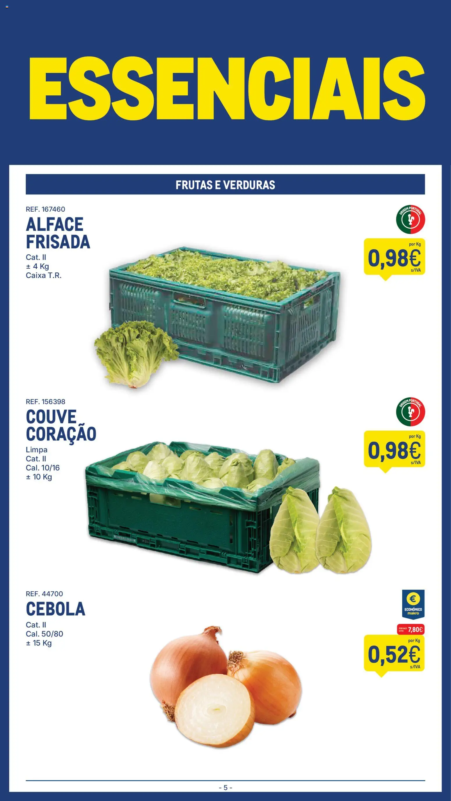 Makro folheto │ válido de 28.04.2026 | Página: 5 | Produtos: Cebola, Caixa, Alface, Couve