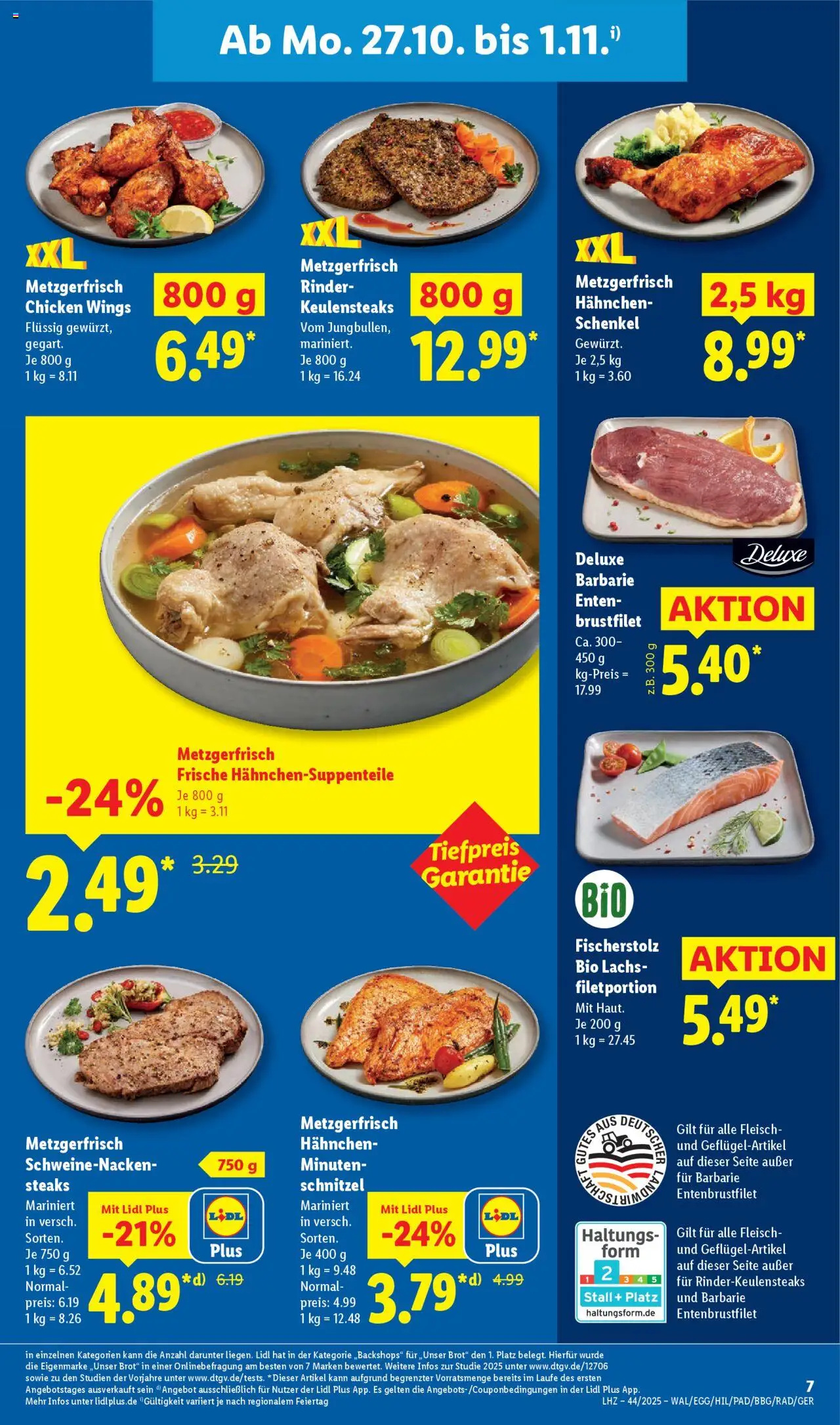Lidl Prospekt Uffenheim – gültig ab 27.10.2025 | Seite: 19 | Produkte: Schweinenacken, Schnitzel, Lachs, Fleisch