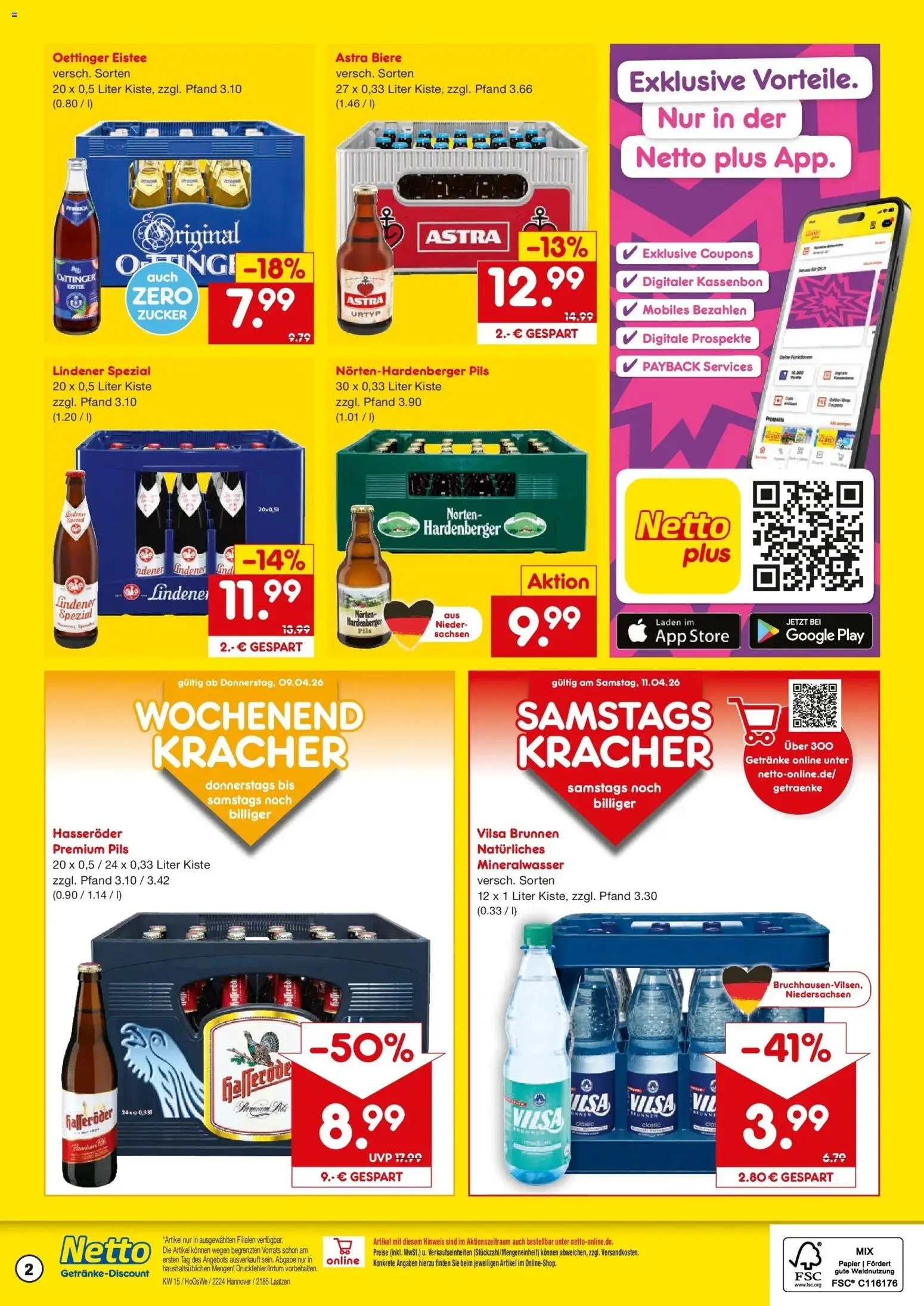 Netto Marken-Discount Prospekt Laatzen	 – gültig ab 07.04.2026 | Seite: 2 | Produkte: Pils, Mineralwasser, Zucker, Pfirsich