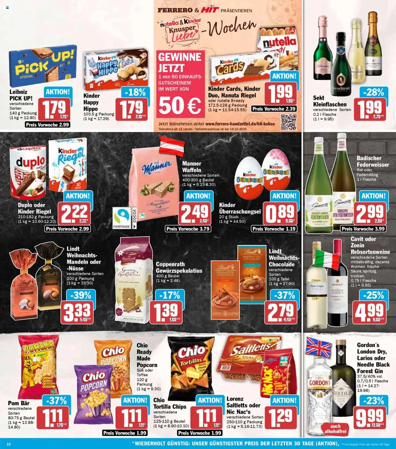 HIT - Berlin – gültig ab 06.10.2025 | Seite: 12 | Produkte: Mandeln, Waffeln, Lindt, Chips