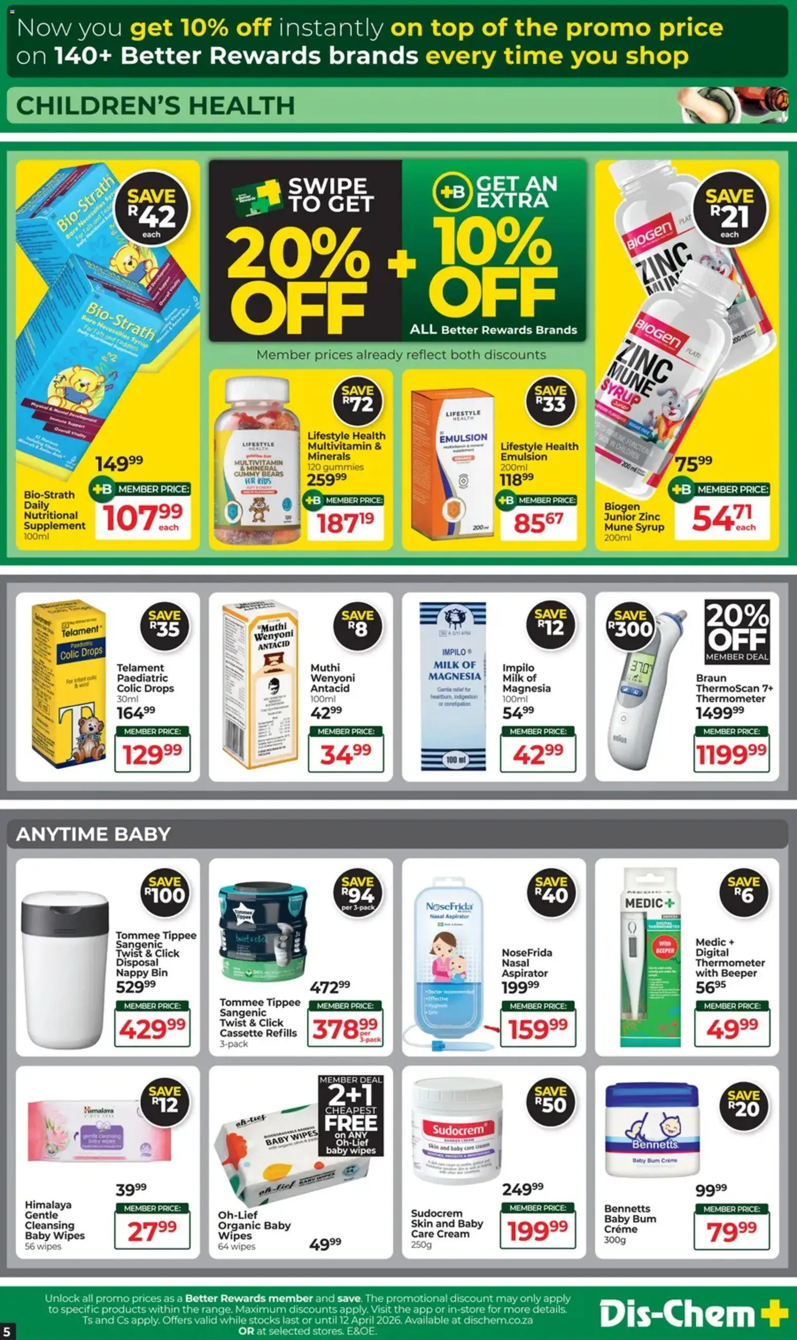 New Dis-Chem catalogue – valid from 17.03.2026 | Page: 5 | Products: Thermometer, Milk, Cream, Syrup