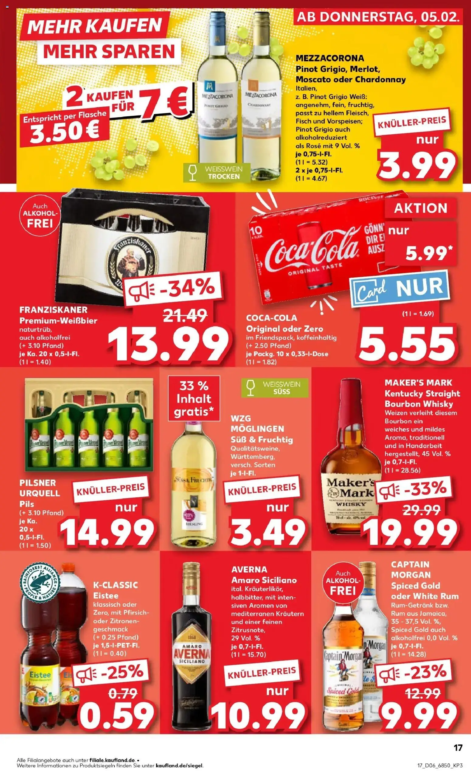 Kaufland prospekt Pocking	 – gültig ab 09.02.2026 | Seite: 17 | Produkte: Franziskaner, Pils, Fisch, Pfirsich