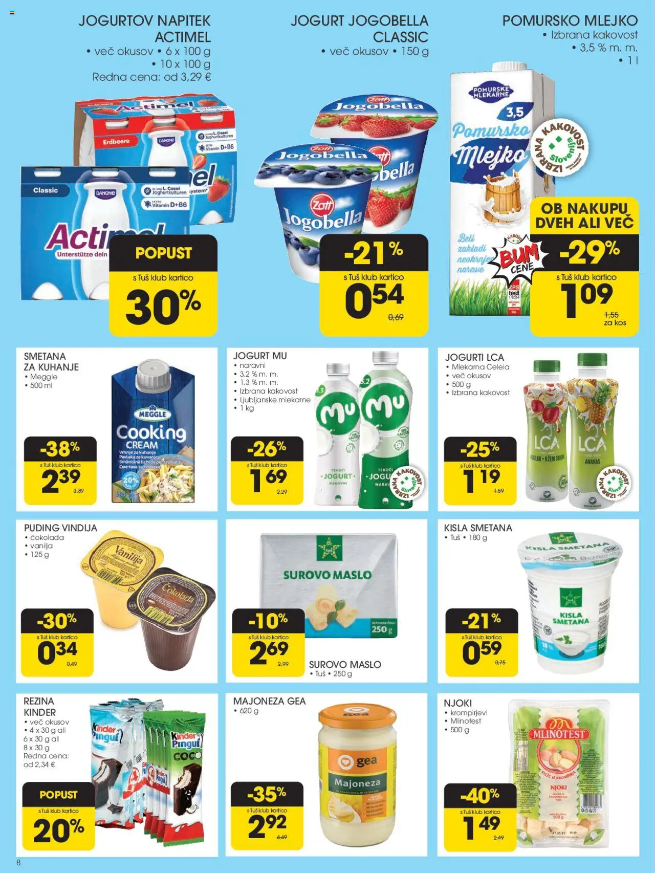 Tuš katalog │ velja od 20.08.2025 | Stran: 8 | Izdelki: Kos, Njoki, Kisla smetana, Smetana