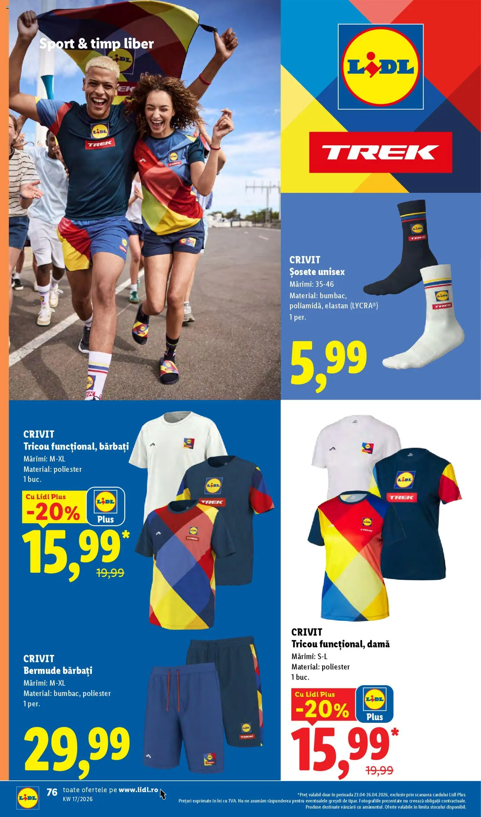 Noul catalog Lidl – valabil de la 20.04.2026 | Pagină: 76 | Produse: Tricou, Șosete