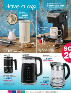 Clicks specials catalogue – valid from 28.10.2025 | Page: 110 | Products: Kettle, Milk frother, Milk, Coffee