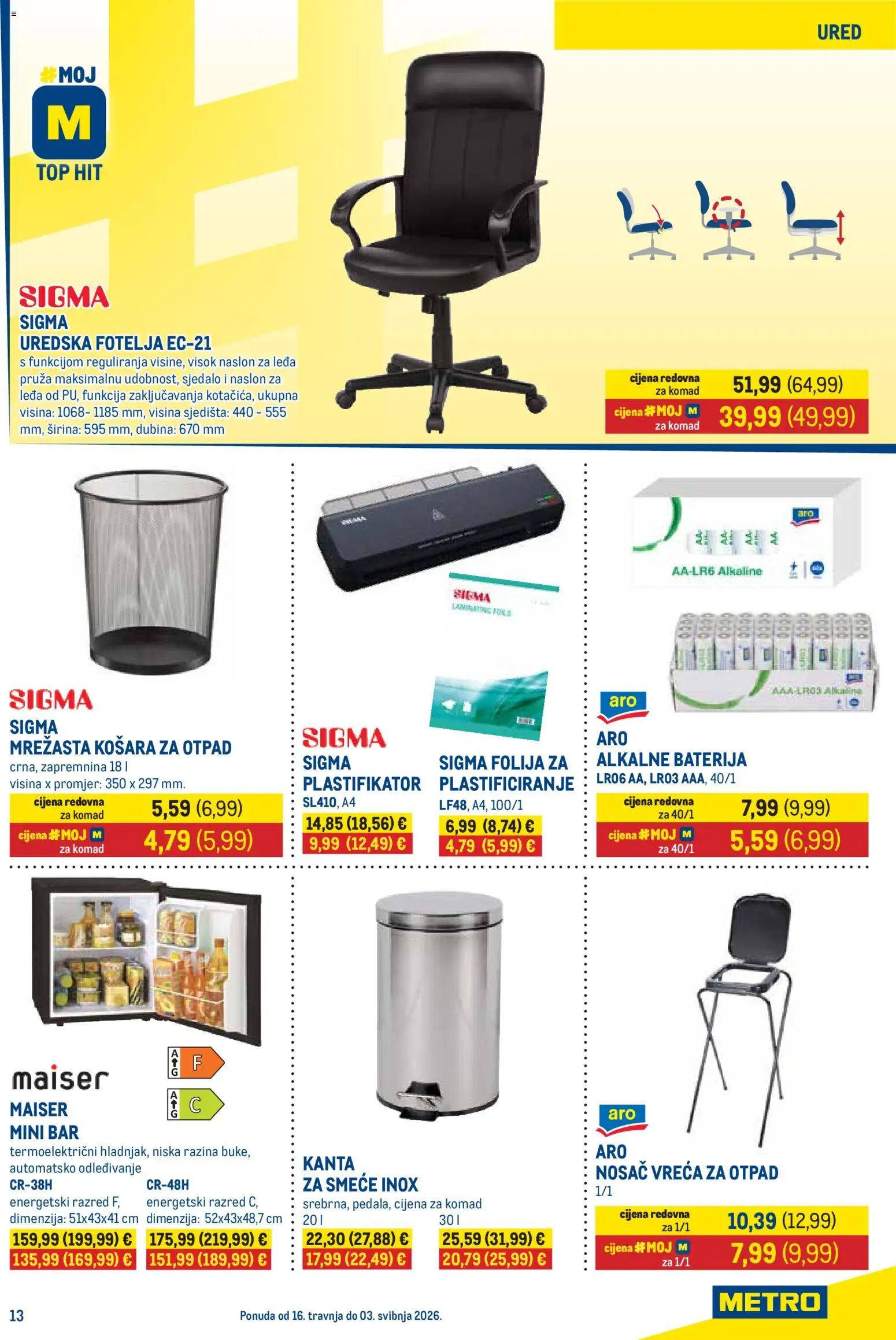 Metro katalog | vrijedi od 16.04.2026 | Stranica: 13 | Proizvodi: Fotelja, Baterija, Košara