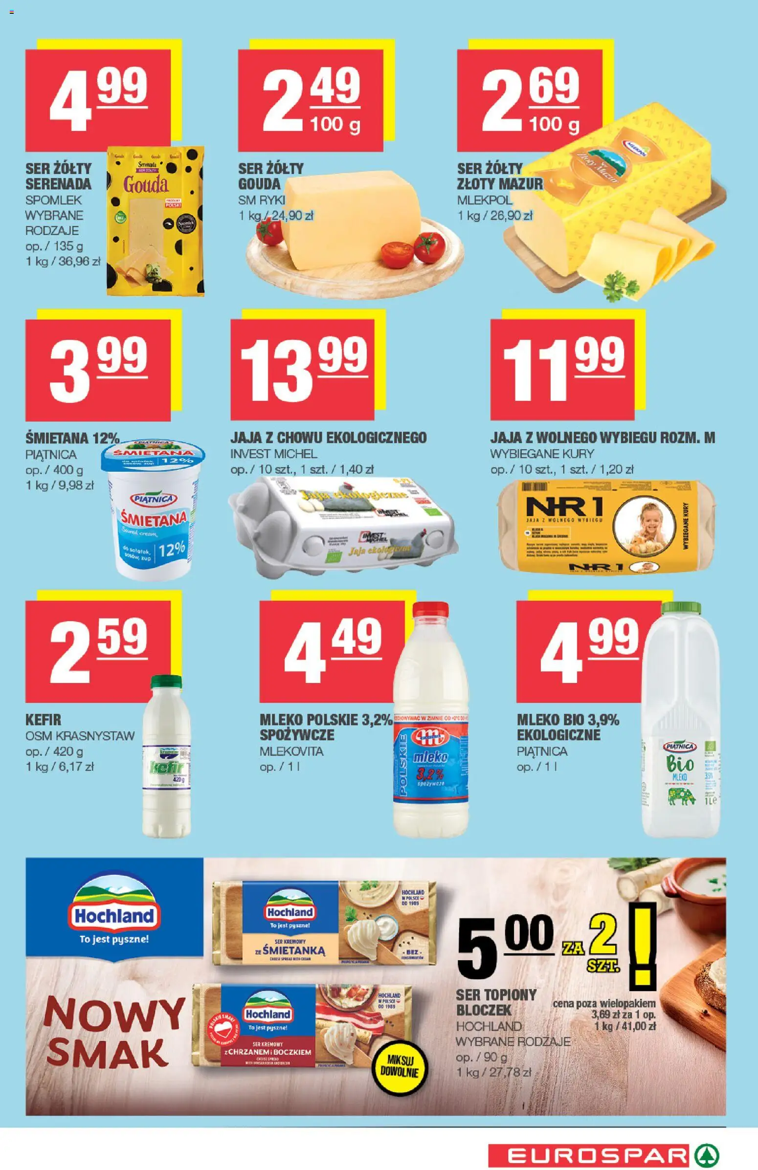 Spar gazetka - Eurospar od 16.03.2026 | Strona: 5 | Produkty: Kefir, Mleko, Ser, Śmietana