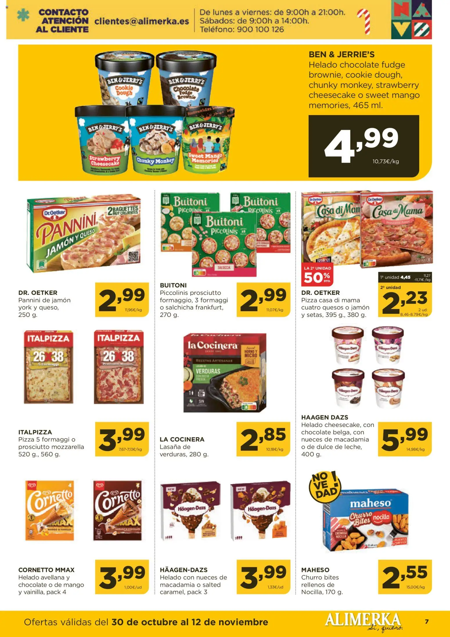 Alimerka folleto Asturias │ válido desde el 30.10.2025 | Página: 7 | Productos: Queso, Jamón, Helado, Lasaña