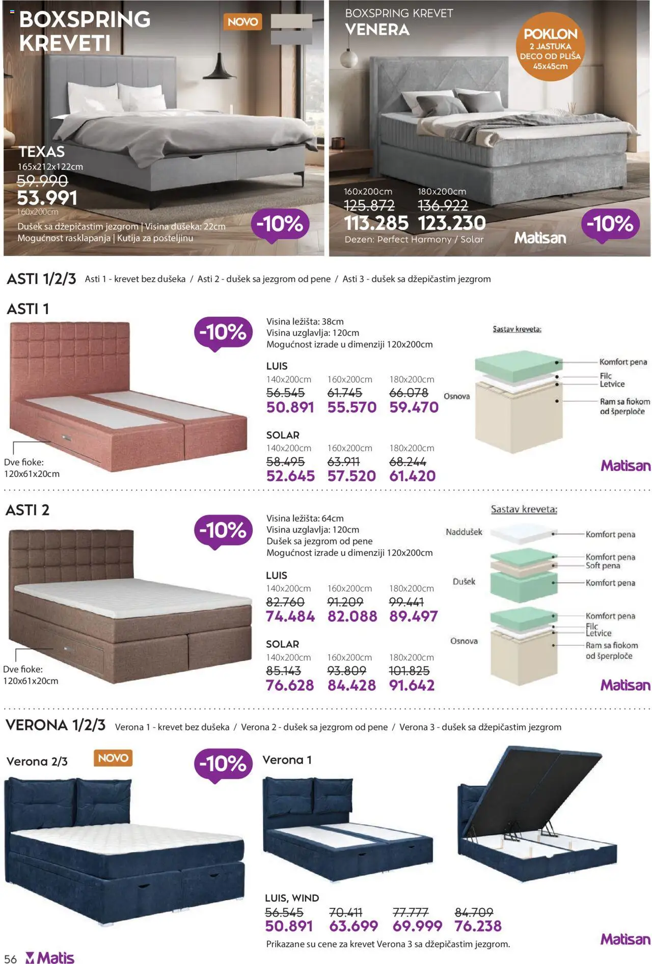 Matis katalog - važi od 01.10.2025 | Strana: 56 | Proizvode: Krevet, Dušek, Kutija