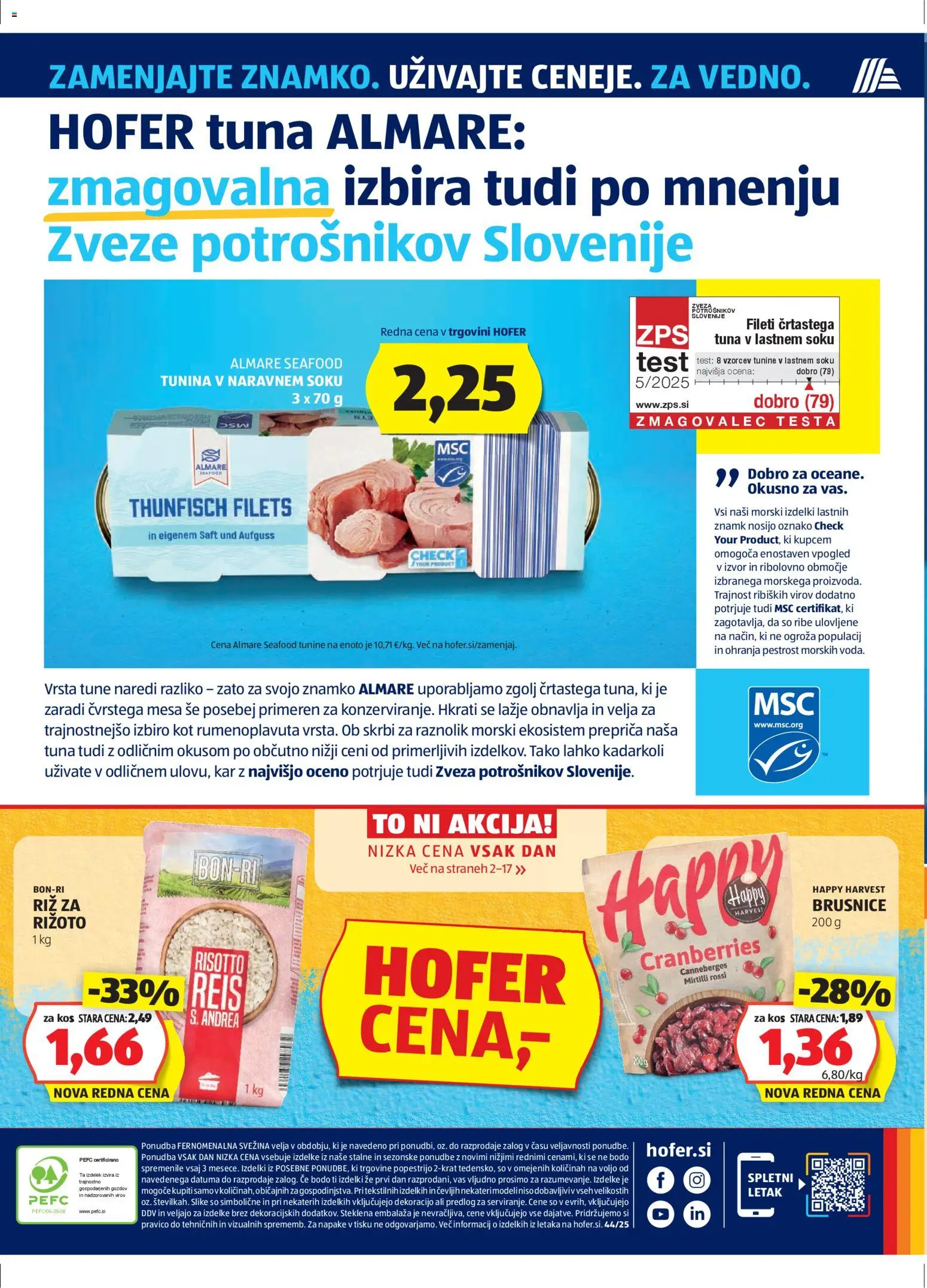 Novi Hofer katalog ponudbe – veljaven od 23.10.2025 | Stran: 40 | Izdelki: Tuna, Kos, Riz, Ribe