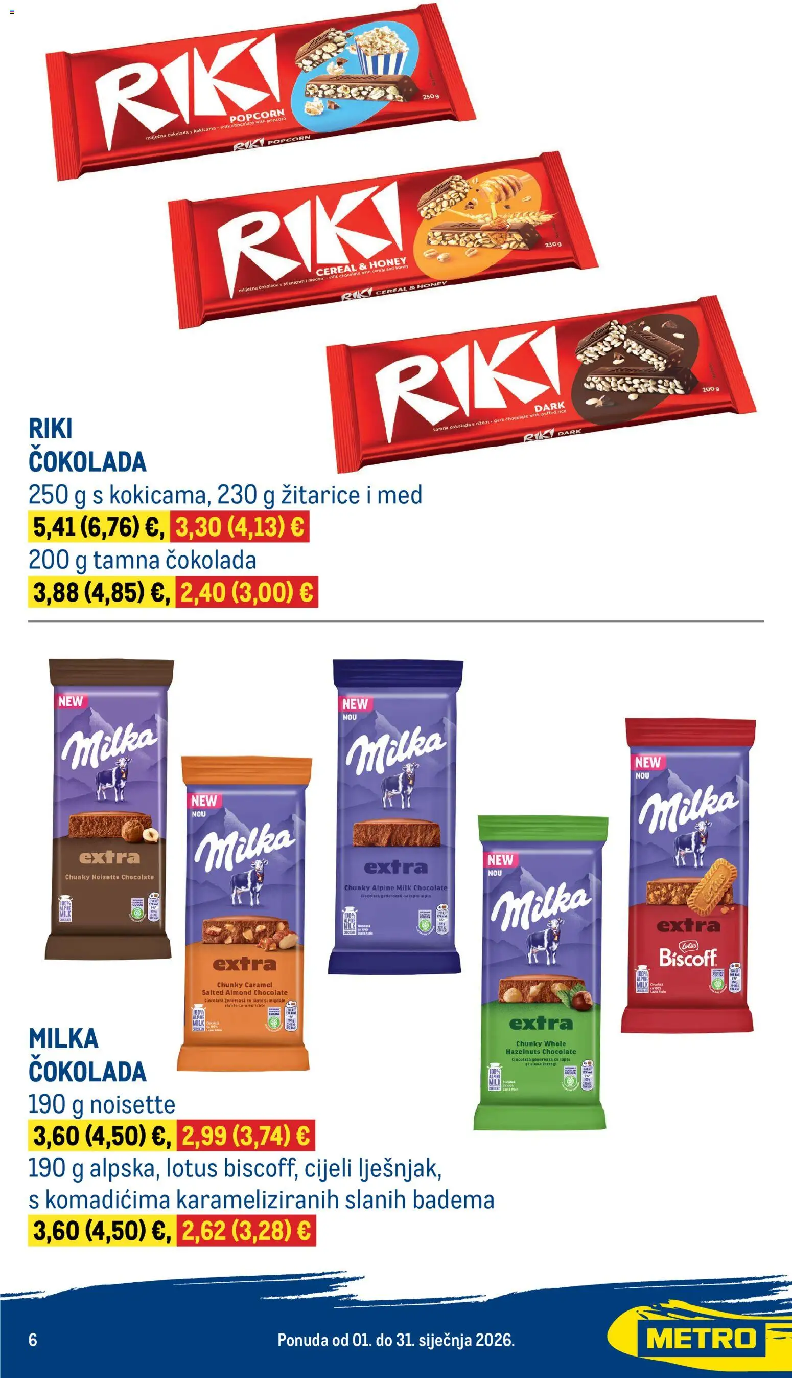 Metro katalog | vrijedi od 01.01.2026 | Stranica: 6 | Proizvodi: Med, Čokolada, Žitarice, Milka