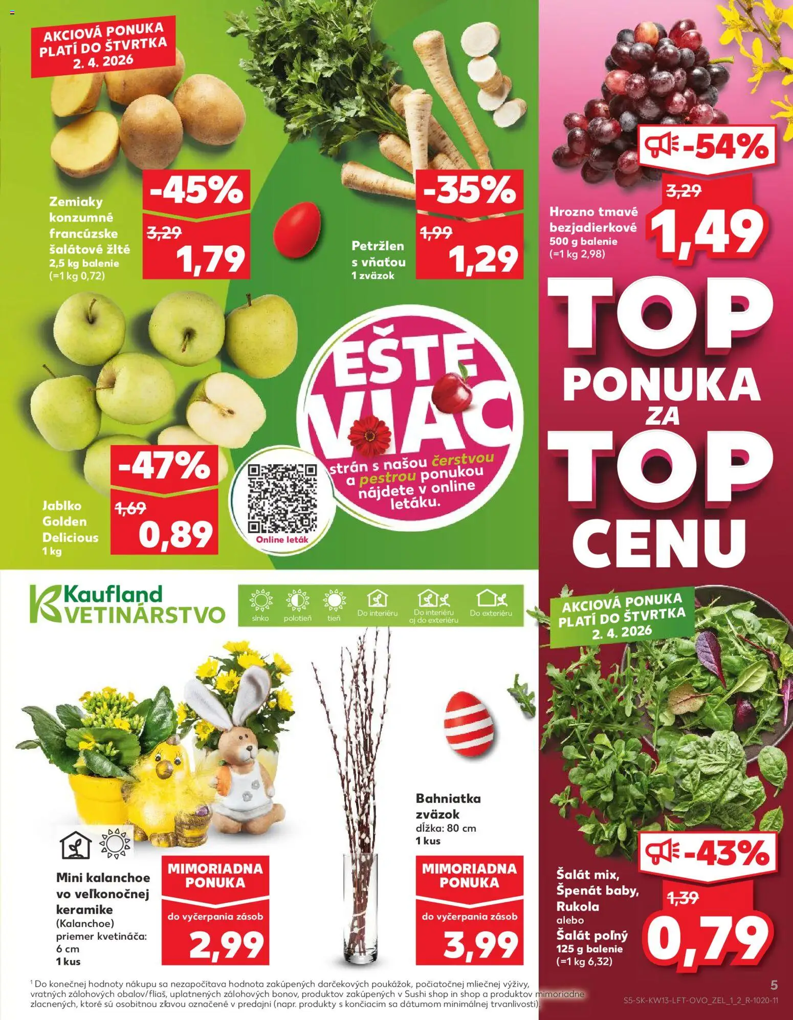 Nové Kaufland akcie – leták je platný od 26.03.2026 | Strana: 5 | Produkty: Apple, Sushi, Zemiaky, Hrozno