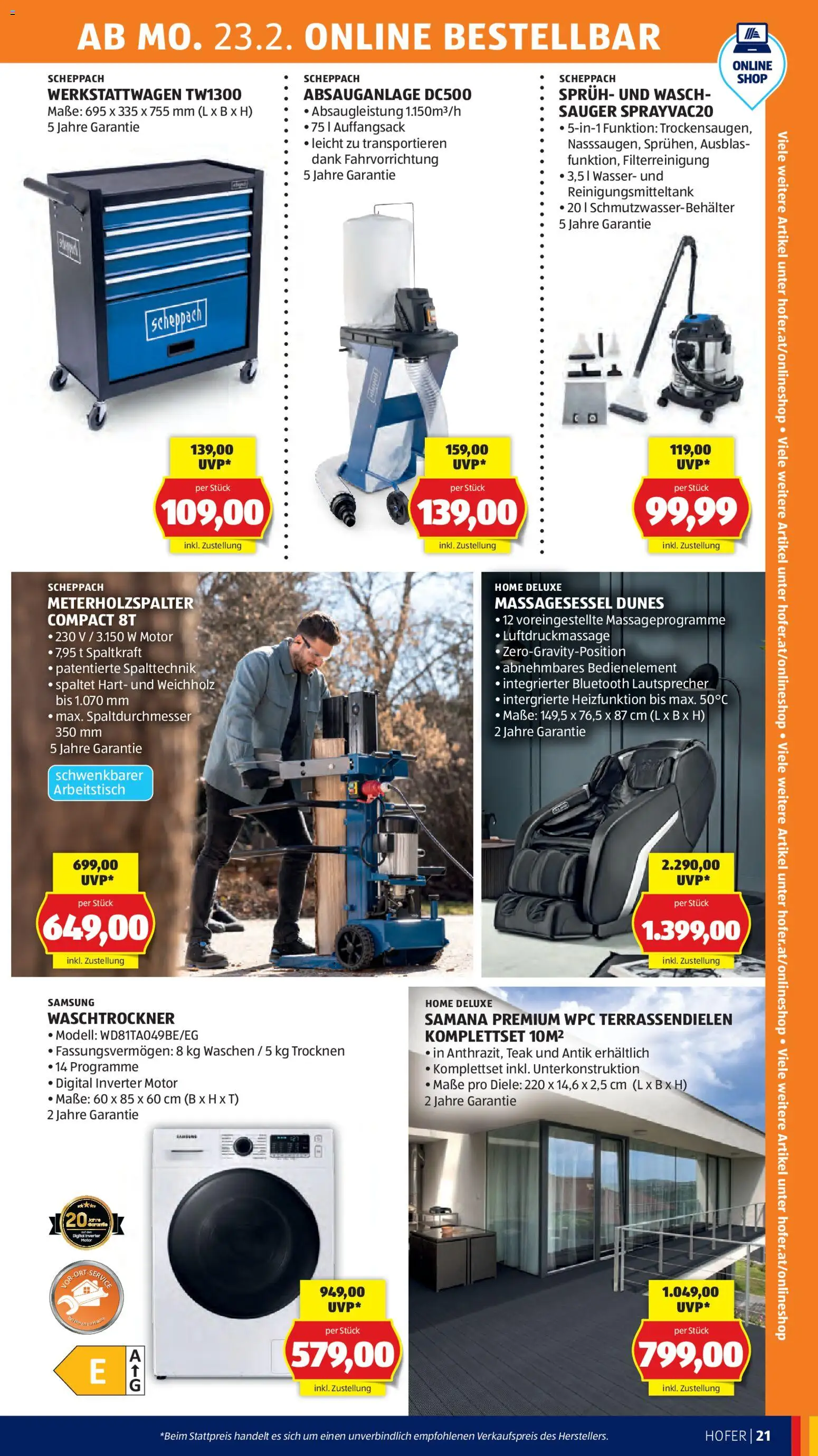 Hofer Flugblatt gültig ab 20.02.2026 | Seite: 25 | Produkte: Wasser, Lautsprecher, Arbeitstisch, Samsung