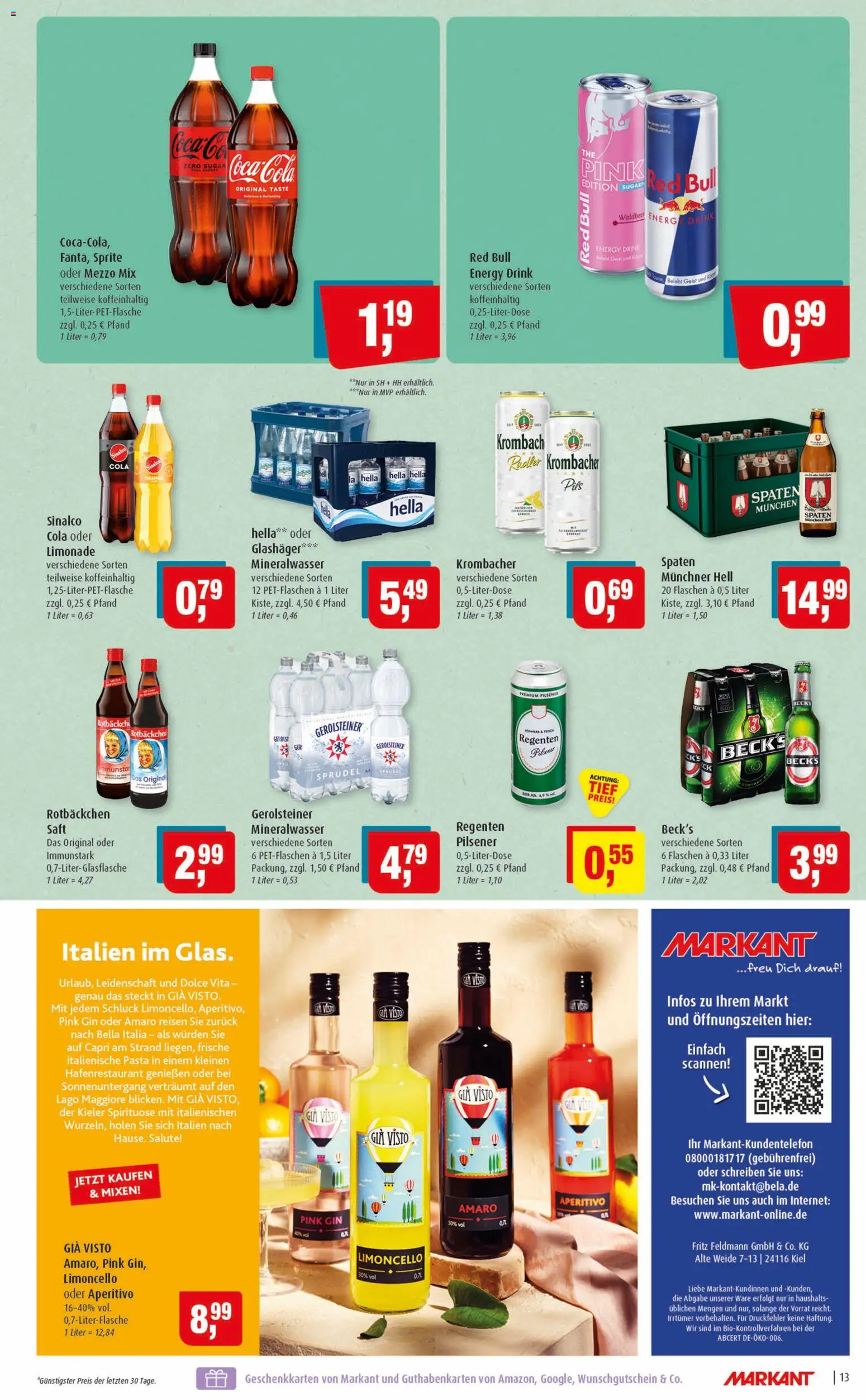 Markant Prospekt 	 – gültig ab 27.04.2026 | Seite: 13 | Produkte: Sprite, Pils, Oder mezzo mix, Gin