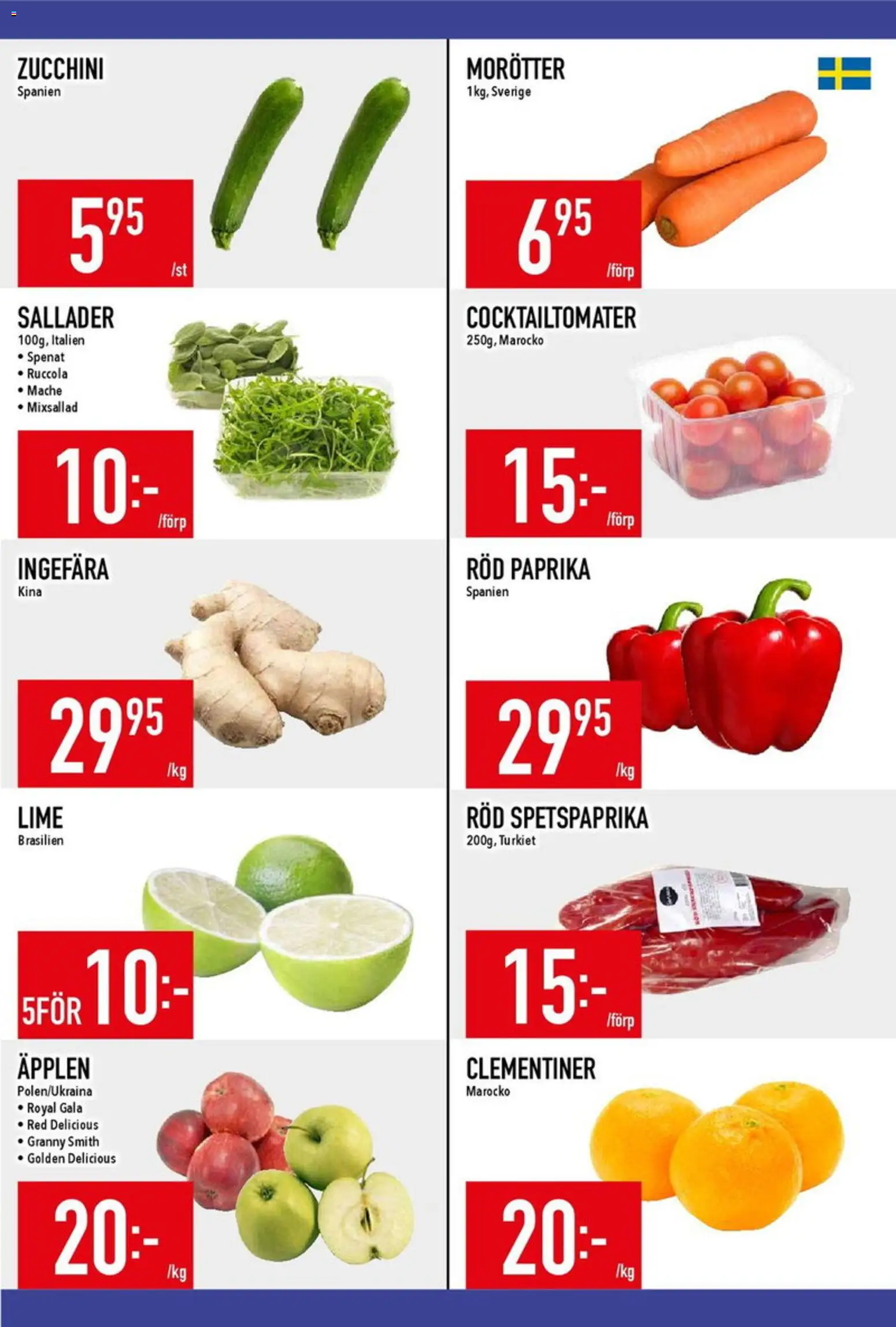Matdax reklamblad aktuell från 20.04.2026 | Sida: 14 | Produkter: Cocktailtomater, Zucchini, Röd paprika, Ruccola