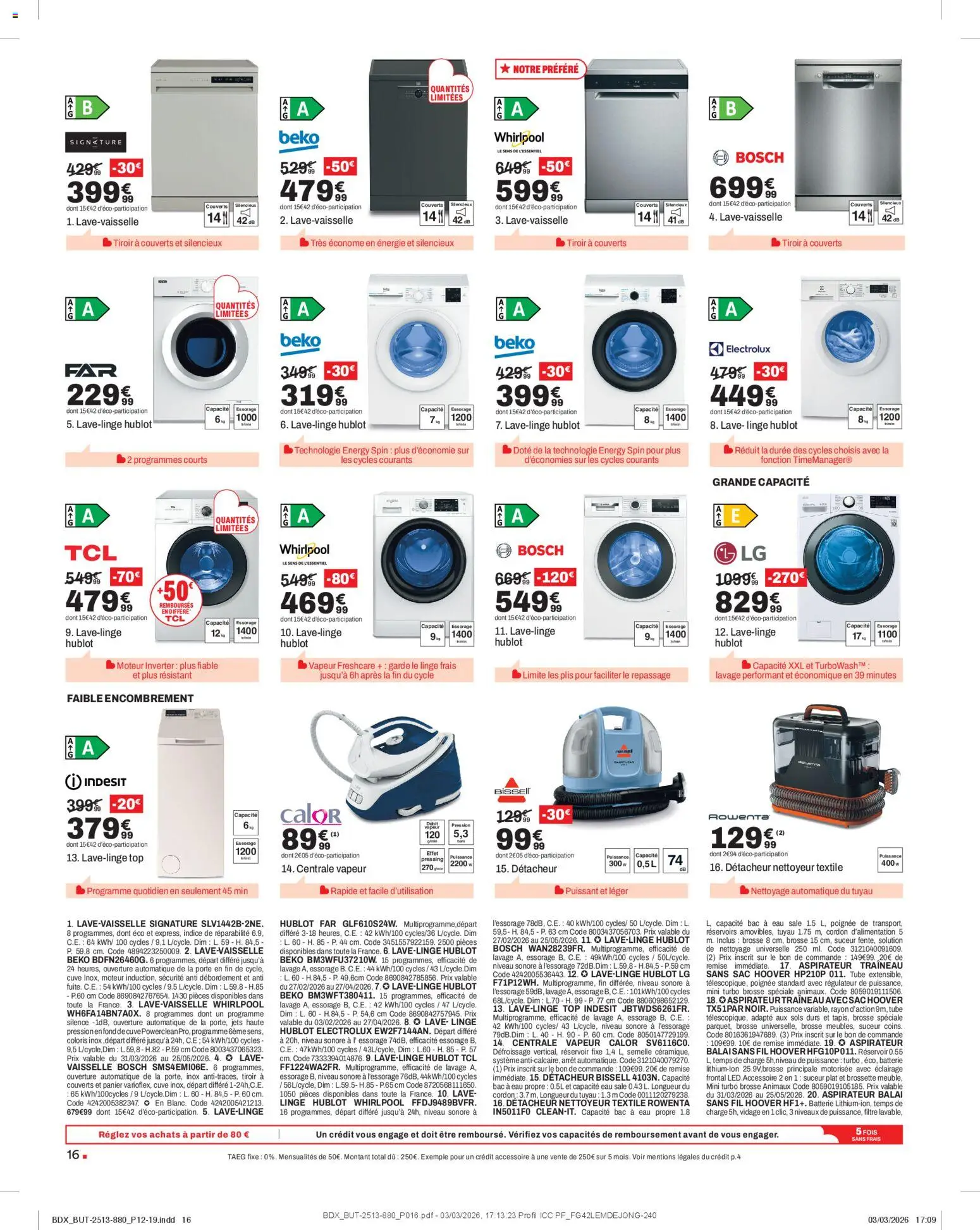 {H1} | Page: 16 | Produits: Filtre, Lave linge, Aspirateur balai sans fil, Panier