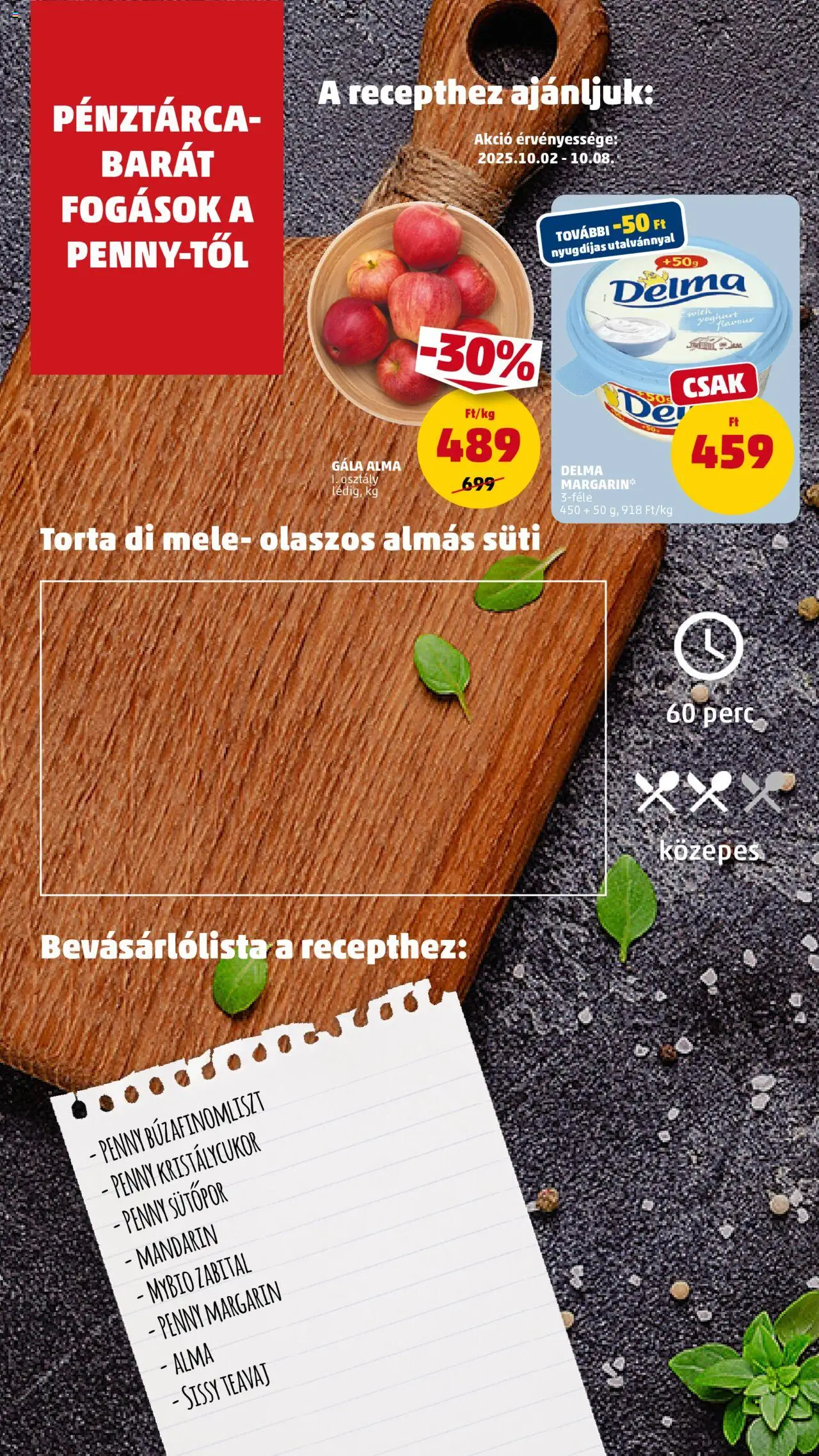 PENNY akciós ujság - amely érvényes a következő dátumtól: 02.10.2025 | Oldal: 6 | Termékek: Torta, Sütőpor, Alma, Mandarin