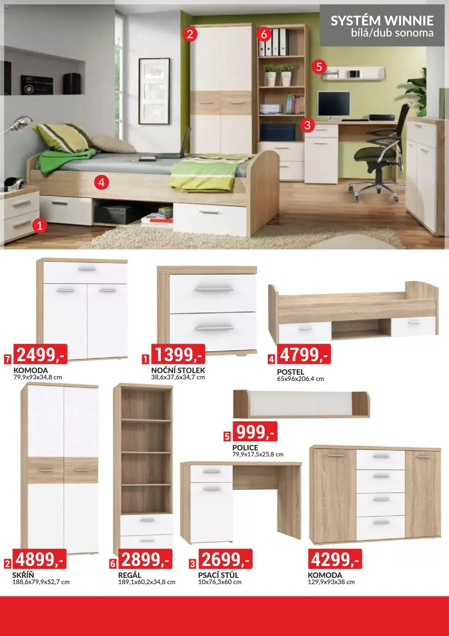 BAUMAX leták - Objevte svět nábytku od 01.04.2026 | Strana: 46 | Produkty: Postel, Regál, Psací stůl, Skříň