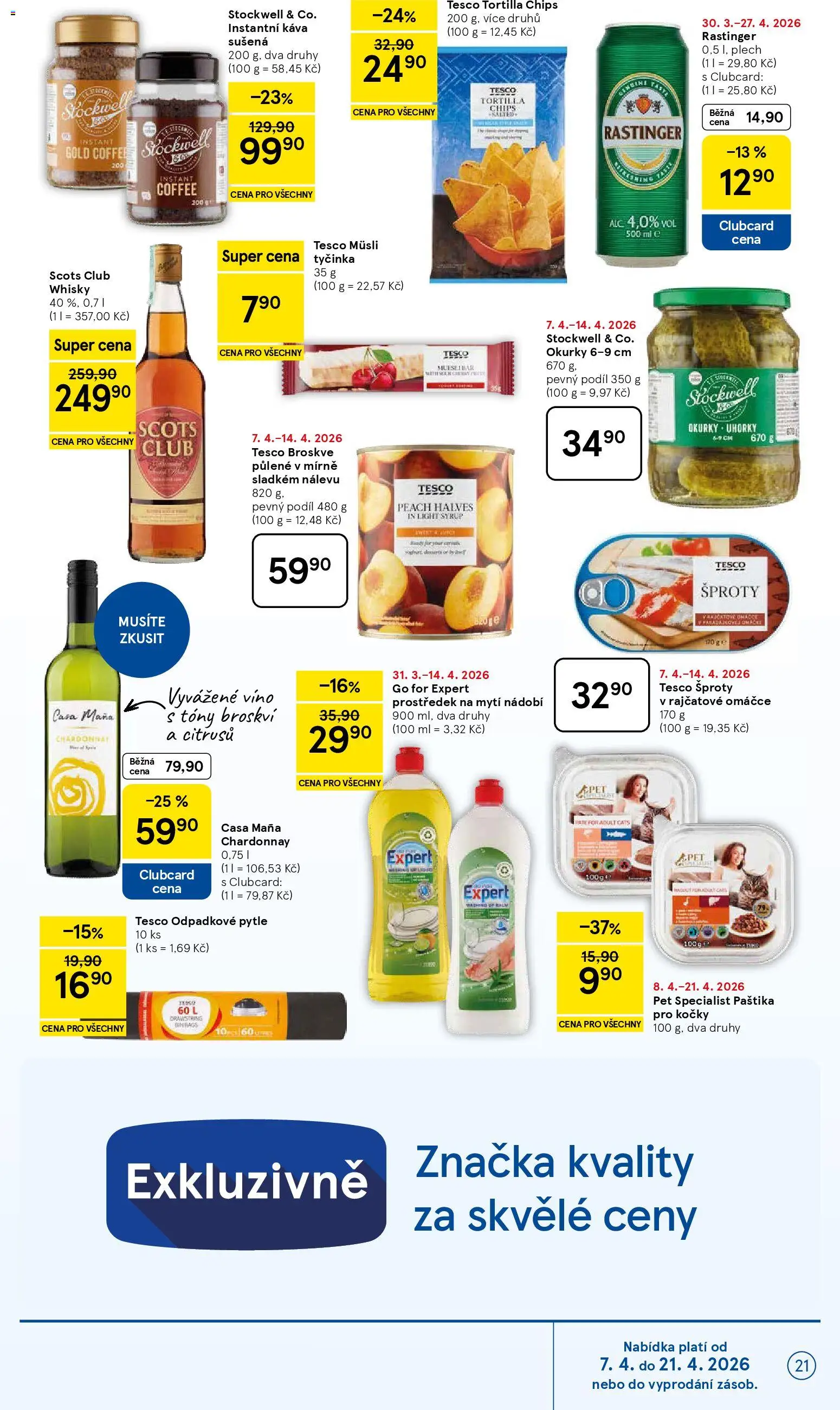 Tesco leták - Hypermarket od 07.04.2026 | Strana: 21 | Produkty: Víno, Instantní káva, Okurky, Tortilla