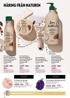 Love Nature Nourishing Body Lotion with Organic Cacao Butter & Coconut Oil, 750 ml. - Förhandsvisning av reklamblad från butik Oriflame aktuell från 19.11.2025 | Sida: 148 | Produkter: Puff, Body lotion
