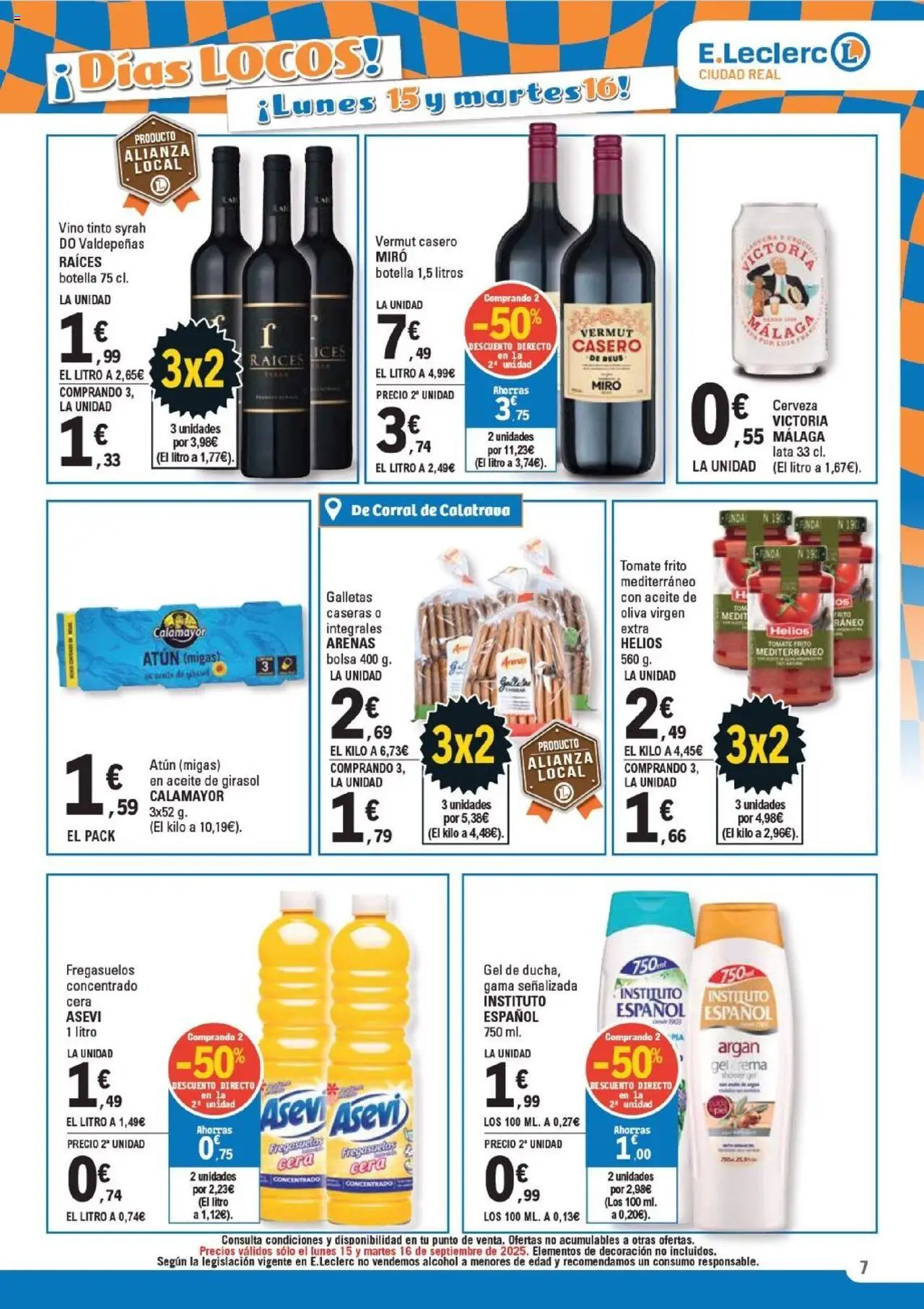 E.Leclerc folleto │ válido desde el 08.09.2025 | Página: 7 | Productos: Aceite, Vino, Galletas, Funda