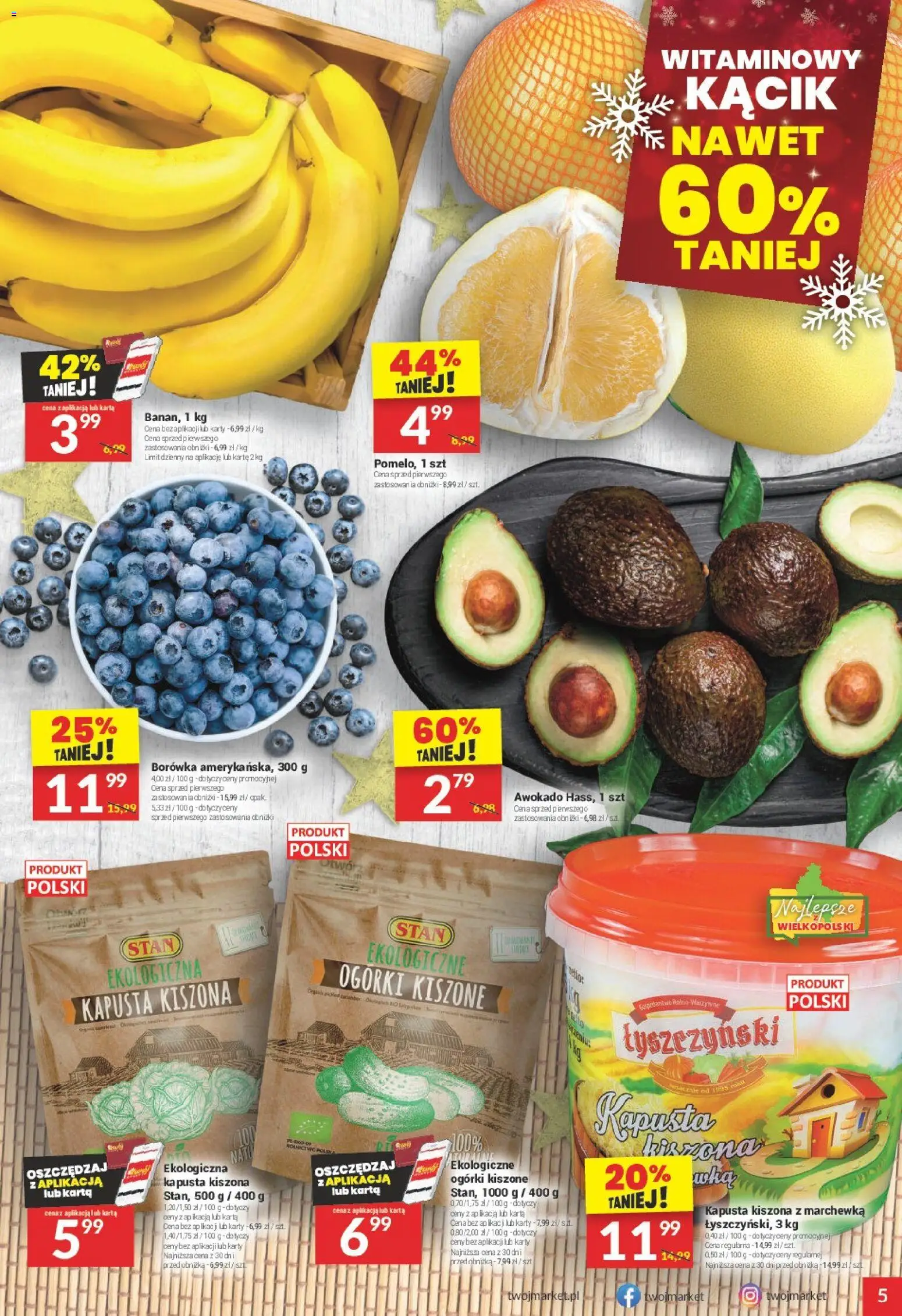 Twój Market Gazetka od 03.12.2025 | Strona: 5 | Produkty: Karta, Kapusta kiszona, Marchewka, Ogórki