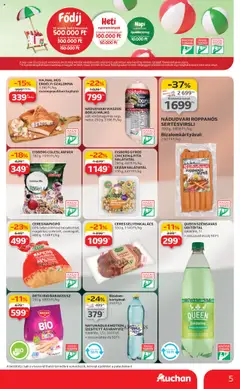 Auchan akciós ujság - amely érvényes a következő dátumtól: 14.08.2025 | Oldal: 5 | Termékek: Virsli, Pita, Szalonna, Ásványvíz