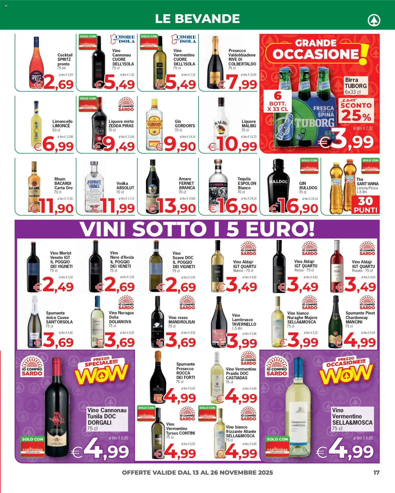 Volantino Eurospar del 13.11.2025 | Pagina: 17 | Prodotti: Tequila, Spumante, Vino bianco, Amaro
