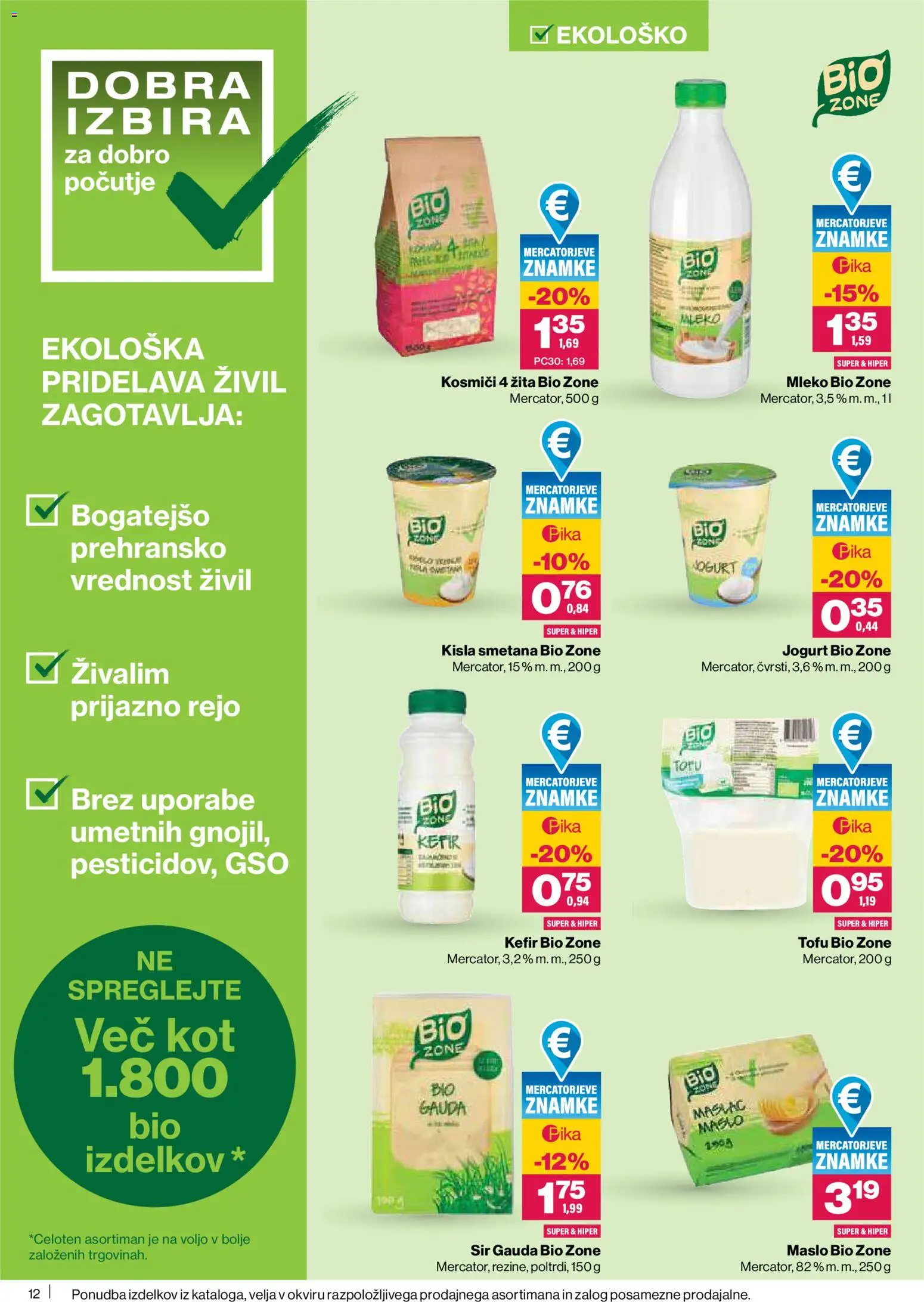 Novi Mercator katalog ponudbe – veljaven od 19.02.2026 | Stran: 12 | Izdelki: Maslo, Jogurt, Kisla smetana, Smetana