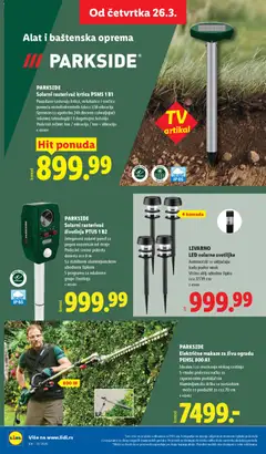 Električne makaze za živu ogradu PEHSL 800 A1, Idealne i za orezivanje niskog rastinja 5-struko podesiva ručka sa sigurnosnim prekidačem Aluminijumska drška sa nastavkom - može se produžiti za cca 70 cm - pregled Lidl kataloga - važi od 26.03.2026 | Strana: 60