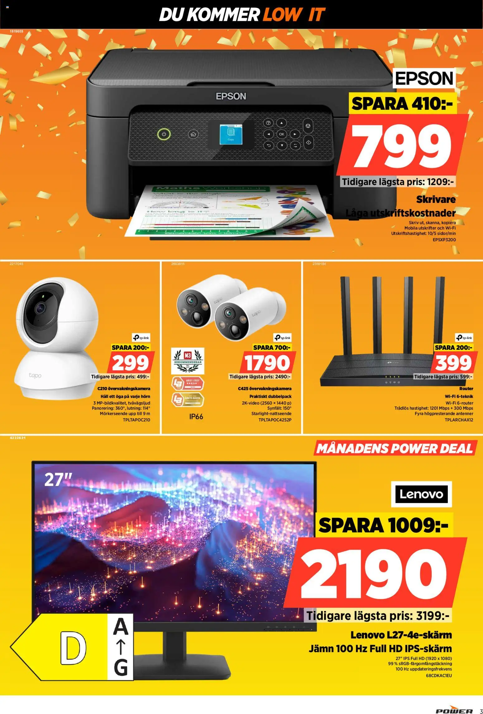 Power reklamblad aktuell från 16.03.2026 | Sida: 3 | Produkter: Övervakningskamera, Skrivare, Router, Wifi
