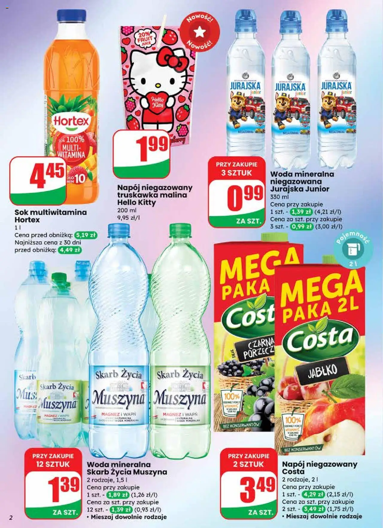 Dino Gazetka od 24.09.2025 | Strona: 2 | Produkty: Malina, Sok multiwitamina, Sok, Woda