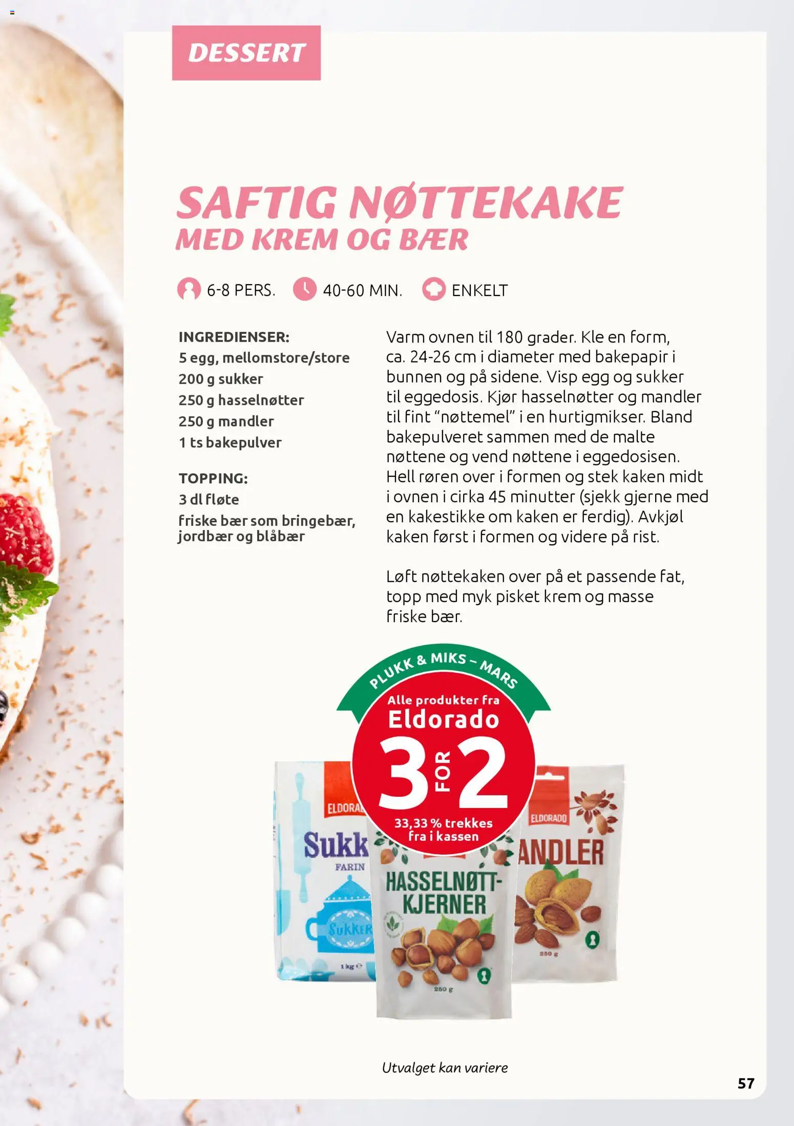 {H1} | Side: 57 | Produkter: Egg, Blåbær, Sukker, Суміш дитяча