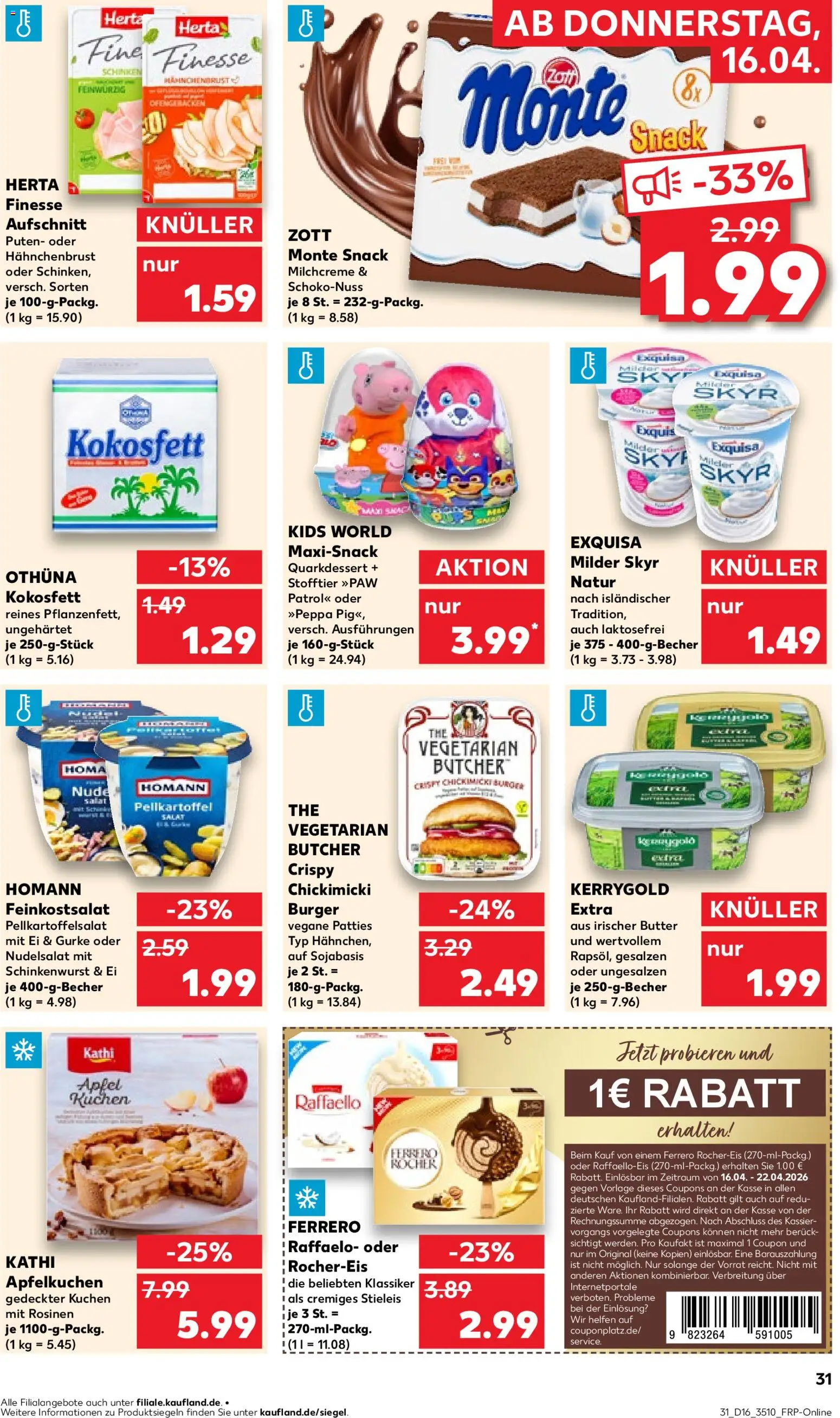 Kaufland Prospekt Zeitz	 – gültig ab 16.04.2026 | Seite: 31 | Produkte: Butter, Burger, Apple, Skyr
