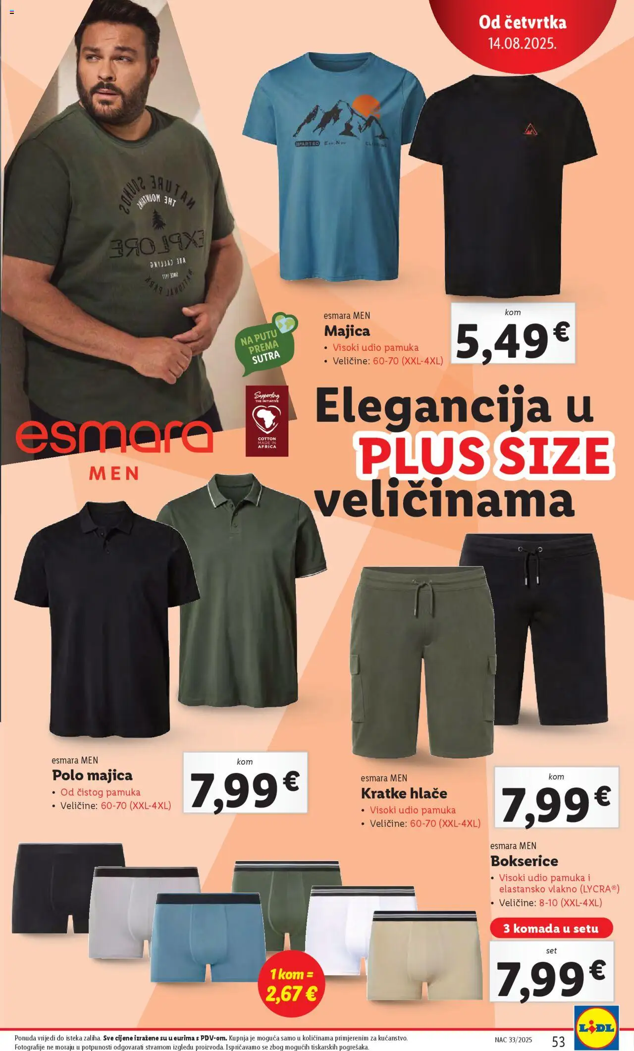 Lidl katalog | vrijedi od 11.08.2025 | Stranica: 53 | Proizvodi: Majica, Hlače, Kratke hlače, Bokserice