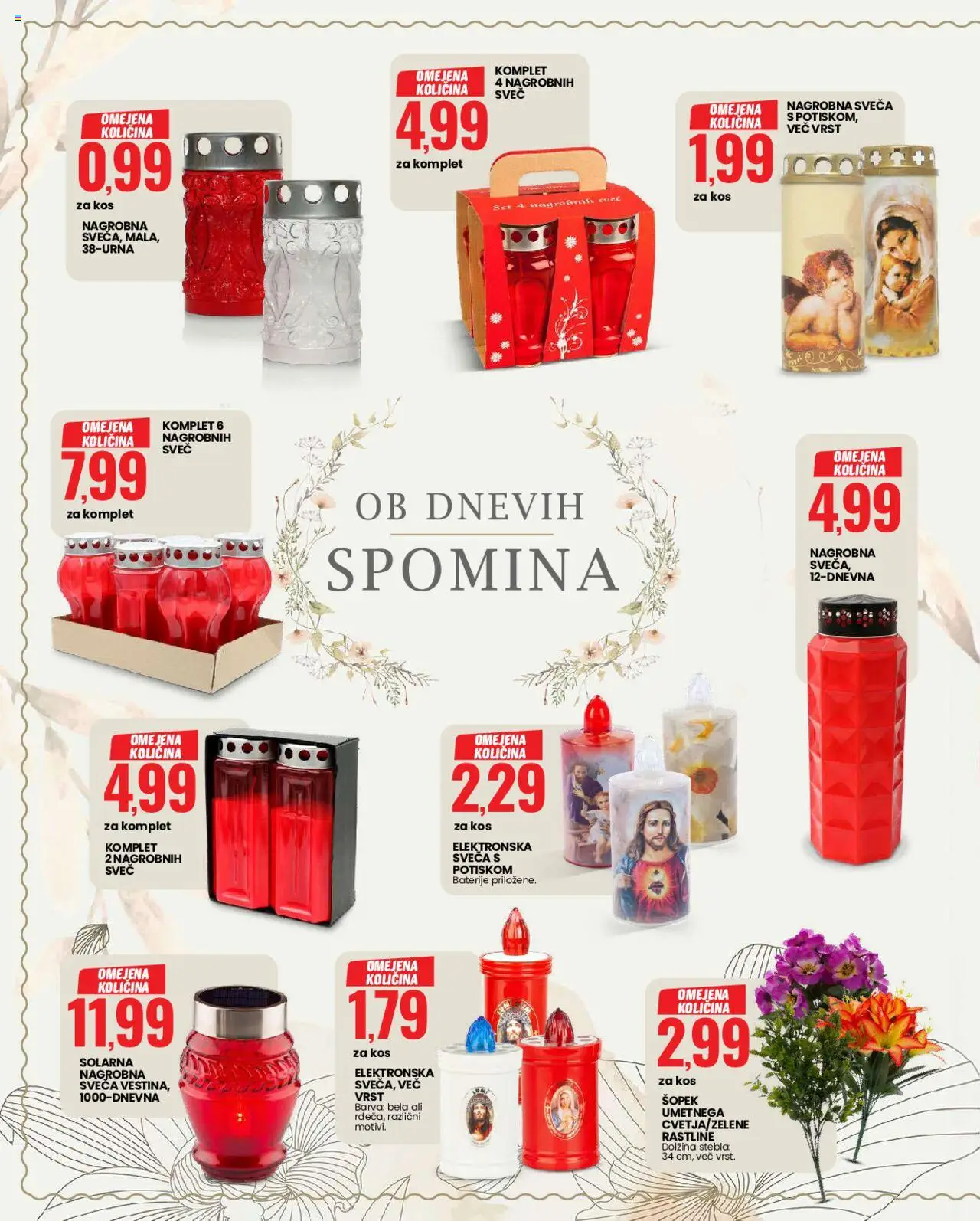 Novi Eurospin katalog ponudbe – veljaven od 09.10.2025 | Stran: 14 | Izdelki: Sveča, Šopek, Kos, Barva