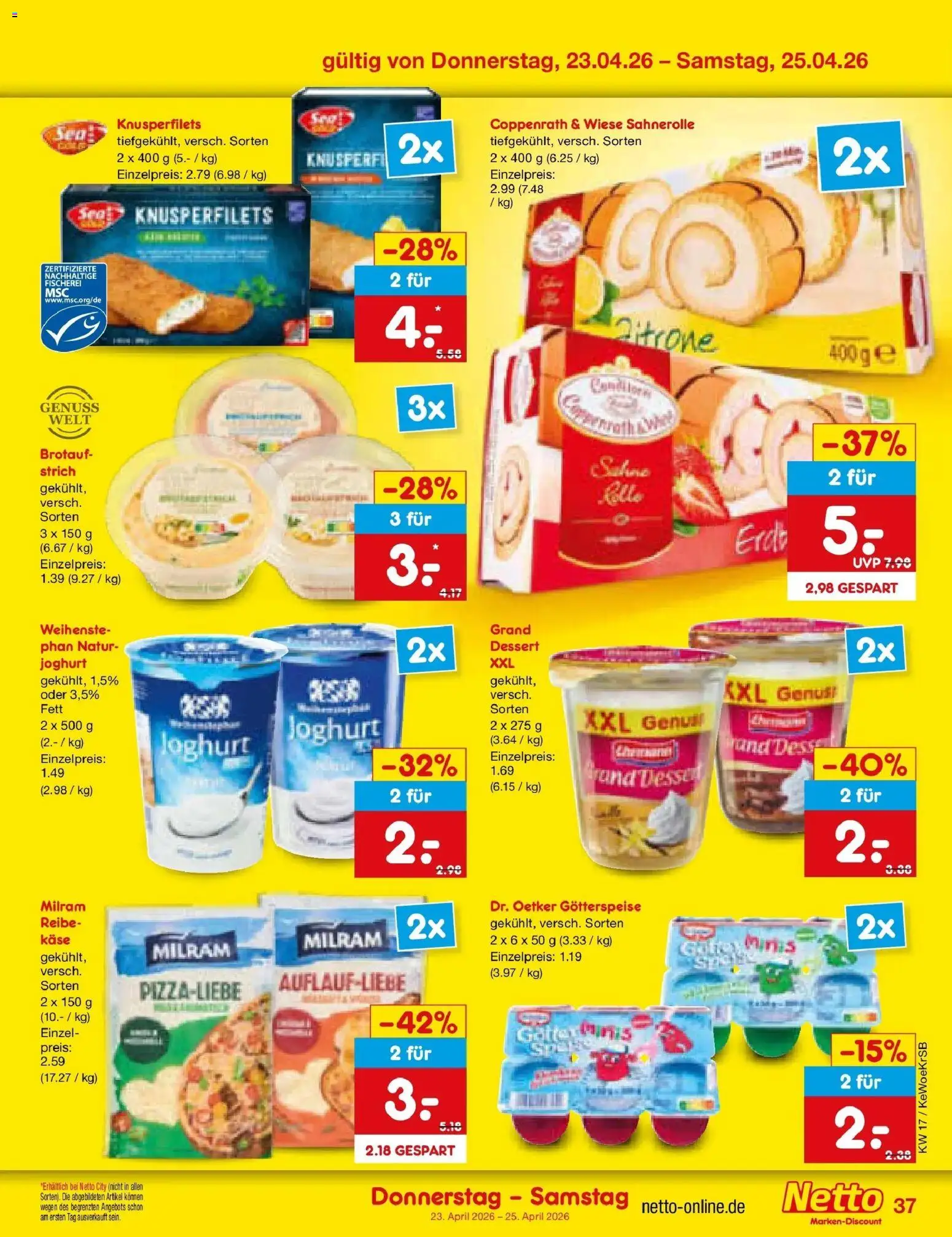 Netto Marken-Discount Prospekt Kruft	 – gültig ab 20.04.2026 | Seite: 52 | Produkte: Käse, Joghurt, Milram, Zitrone