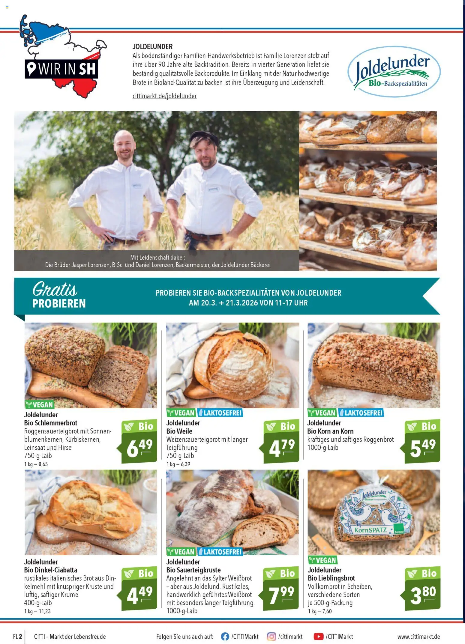 CITTI Markt 50 Jahre Flensburg – gültig ab 18.03.2026 | Seite: 2 | Produkte: Bäckerei, Vollkornbrot, Brot, Uhr