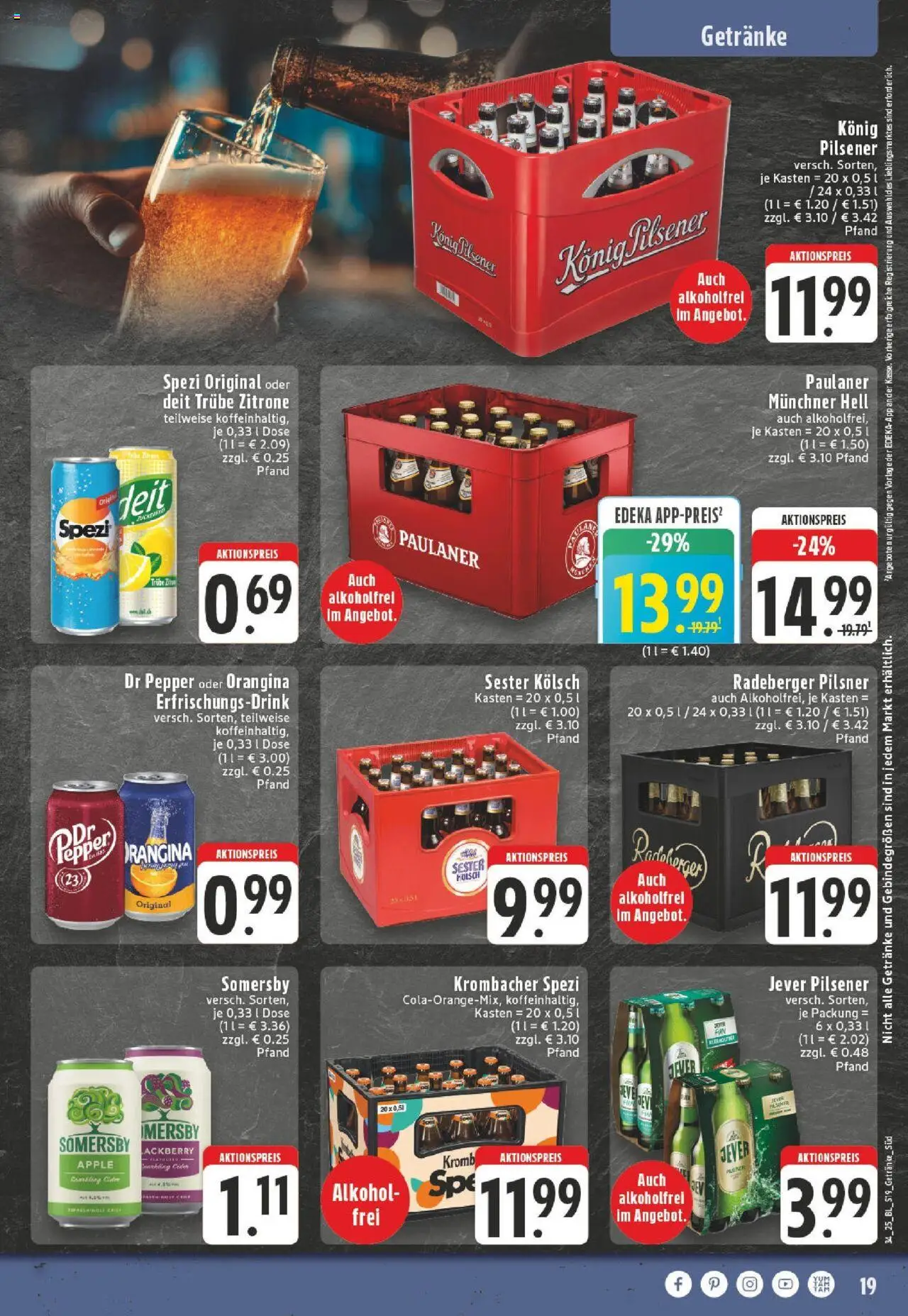 Edeka Prospekt 	 - gültig ab dem 18.08.2025 | Seite: 19 | Produkte: Konig pilsener, Apple, Zitrone, Krombacher
