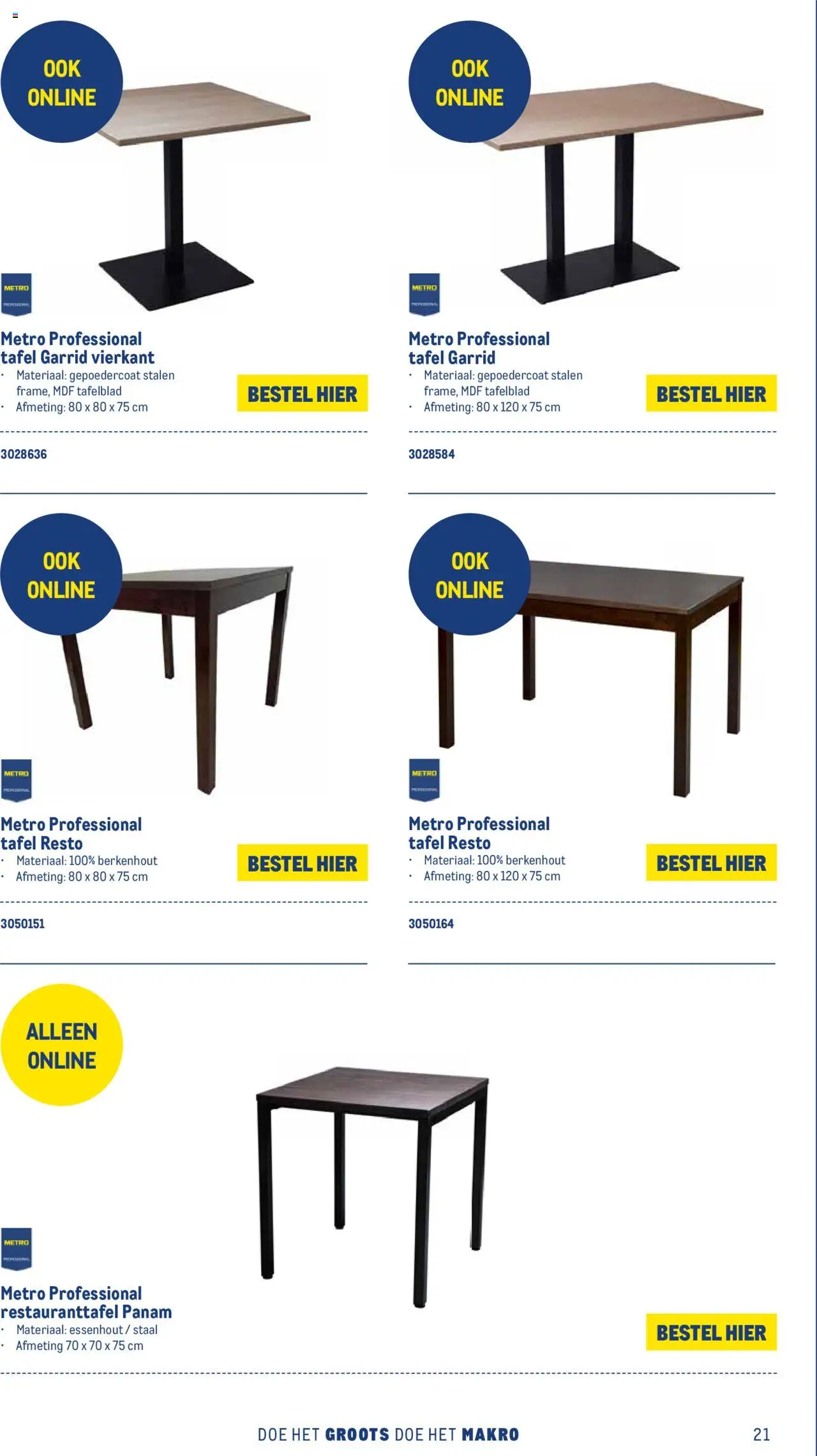  | Pagina: 21 | Producten: Tafel