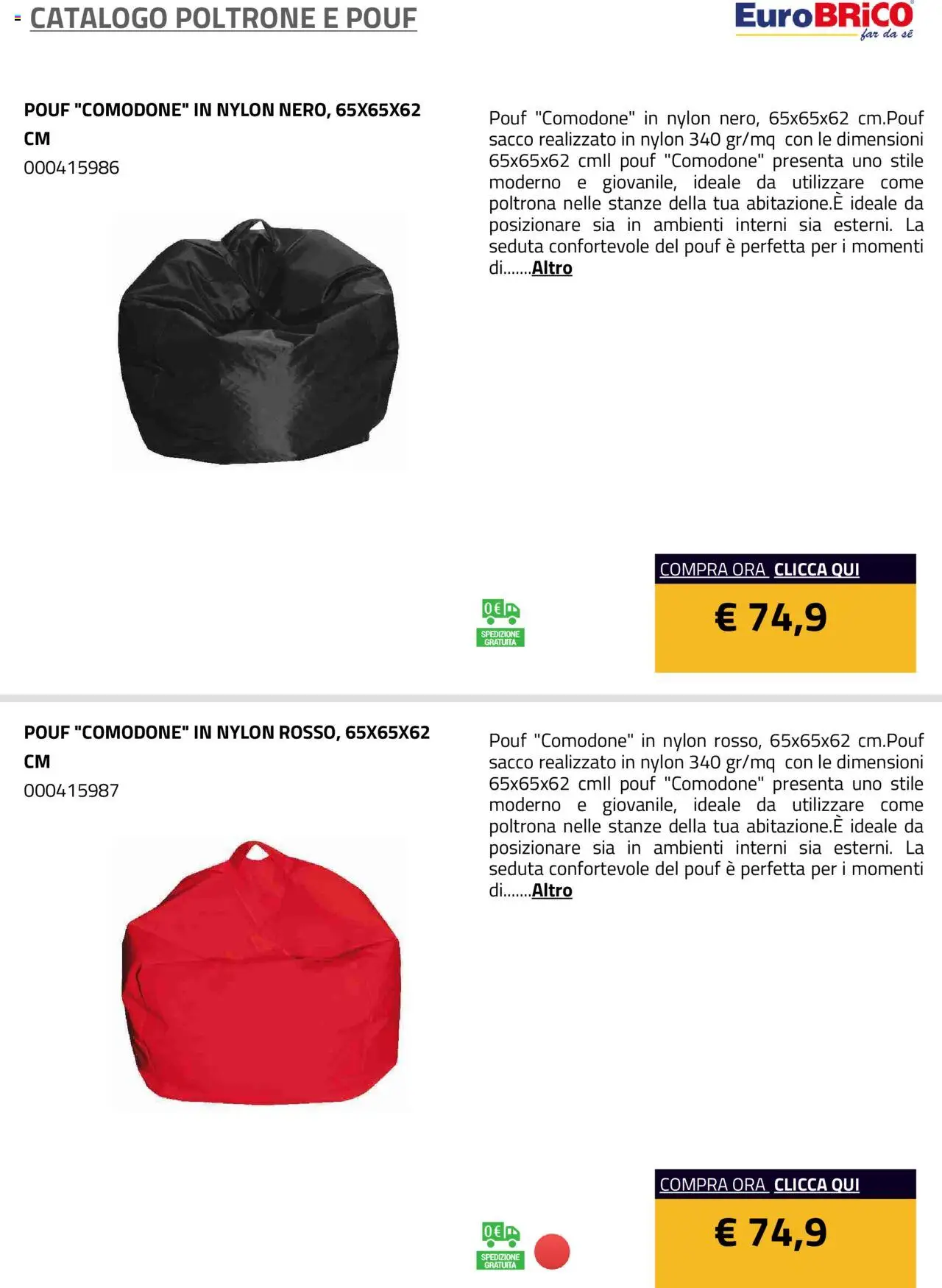 Volantino Eurobrico del 23.07.2025 | Pagina: 39 | Prodotti: Poltrona