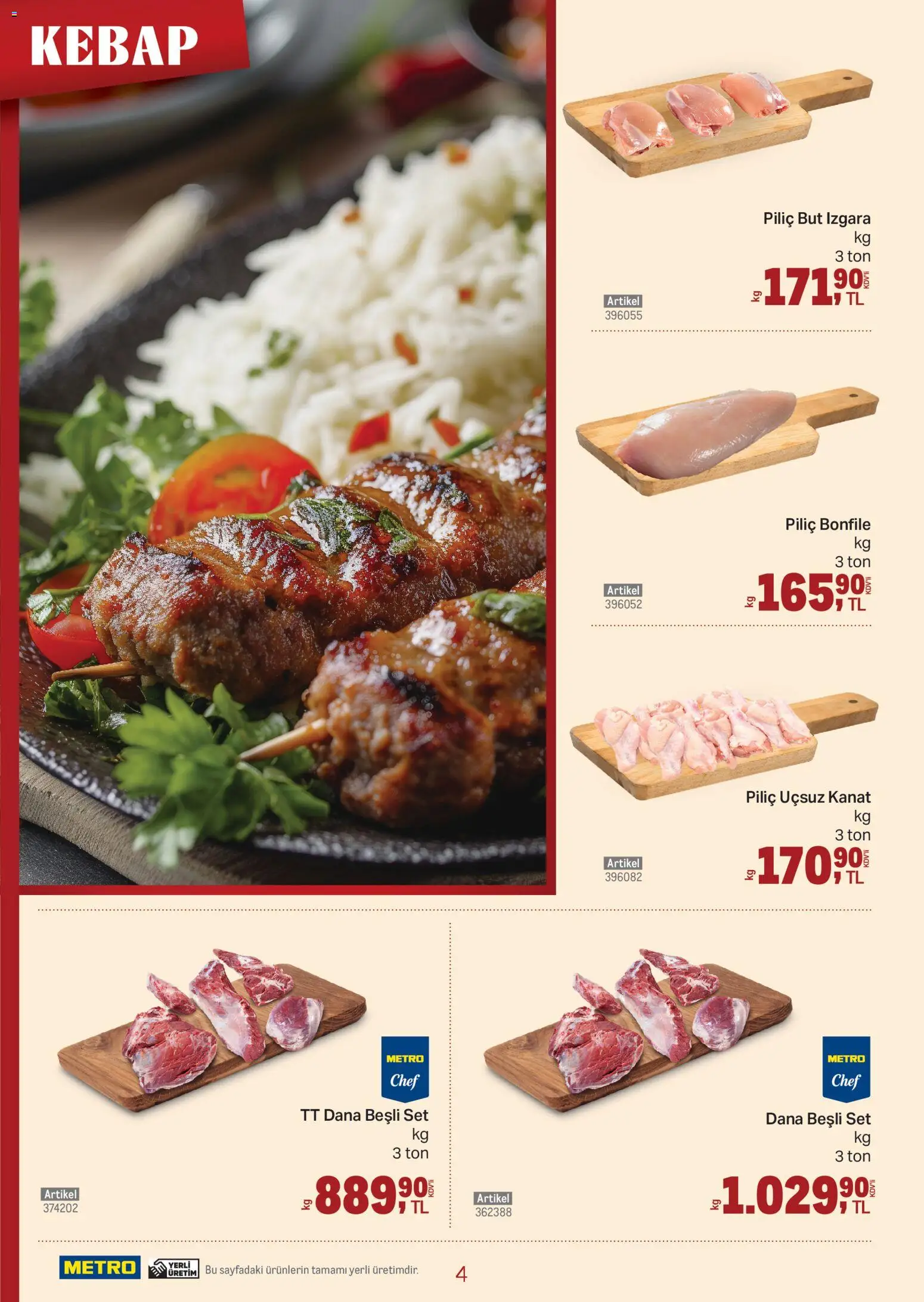 Metro - Kebap Restoranları - 28.01.2026 tarihinden itibaren geçerlidir | Sayfa: 4 | Ürünler: Piliç, Piliç bonfile, Izgara