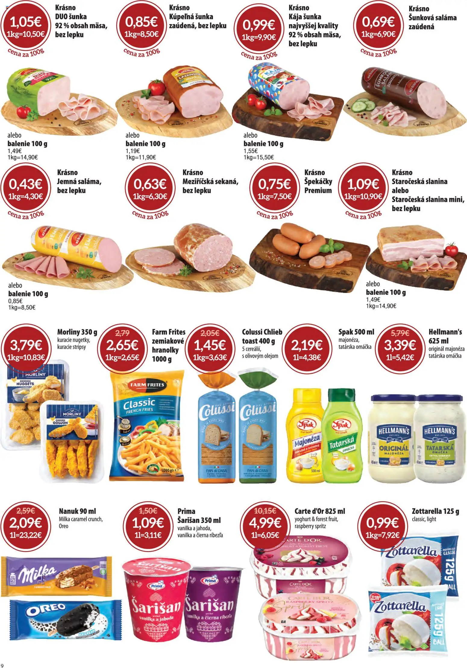 Nové Nitrazdroj akcie – leták je platný od 01.04.2026 | Strana: 9 | Produkty: Kúpelňa, Šunka, Slanina, Nanuk