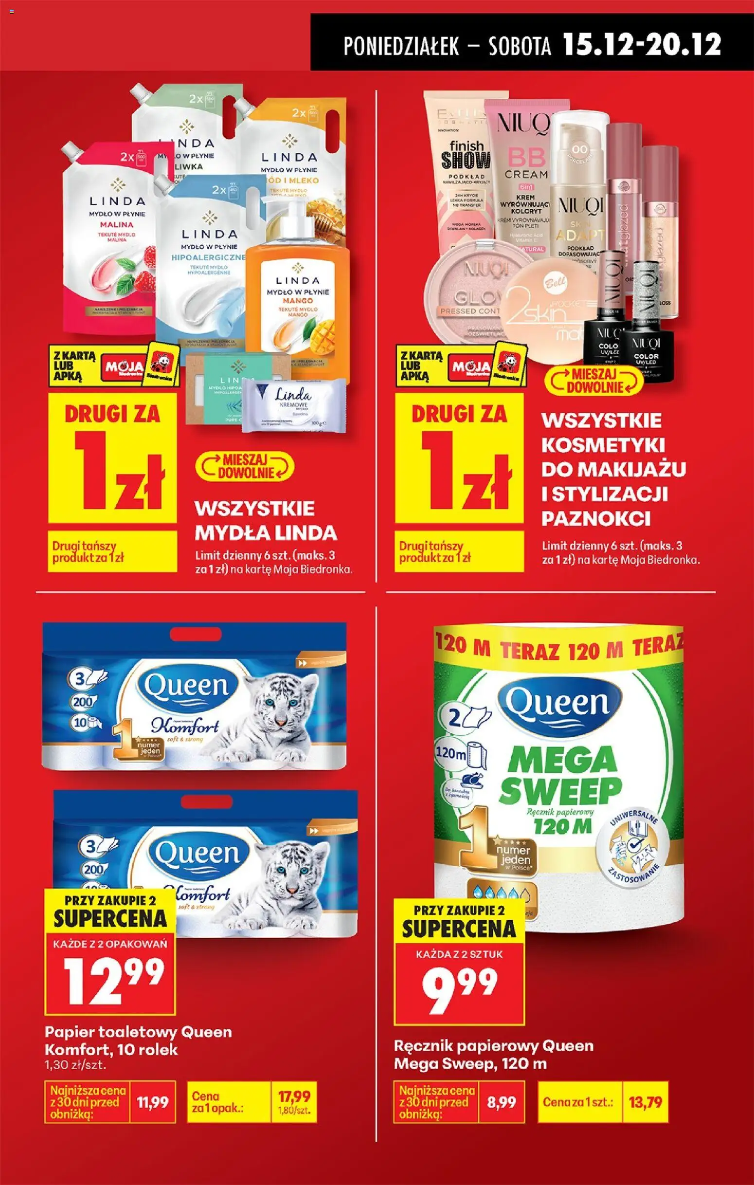 Biedronka gazetka od 15.12.2025 | Strona: 21 | Produkty: Papier toaletowy, Kosmetyki, Bell, Mleko