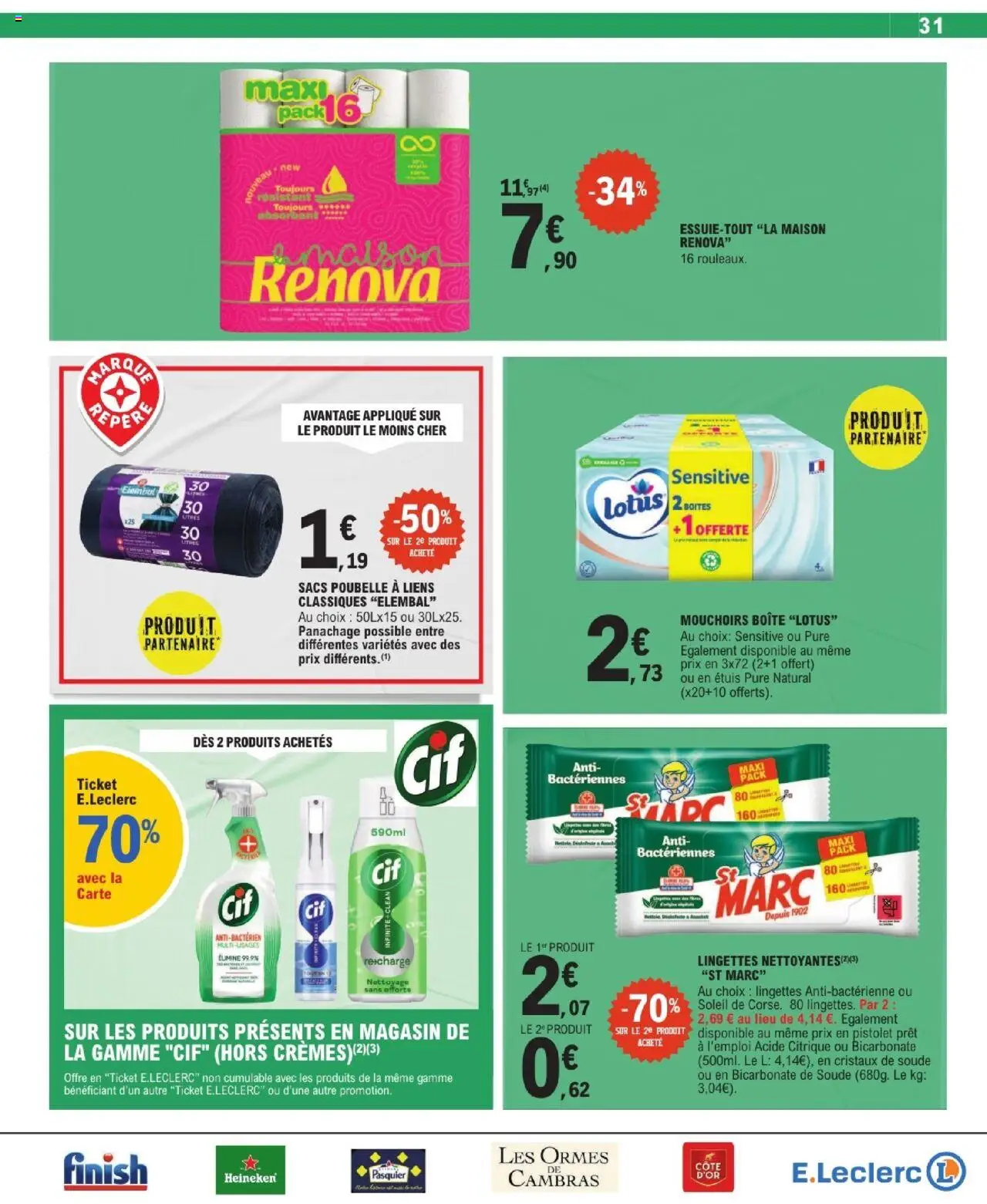  | Page: 31 | Produits: Poubelle, Cristaux de soude, Mouchoirs, Heineken