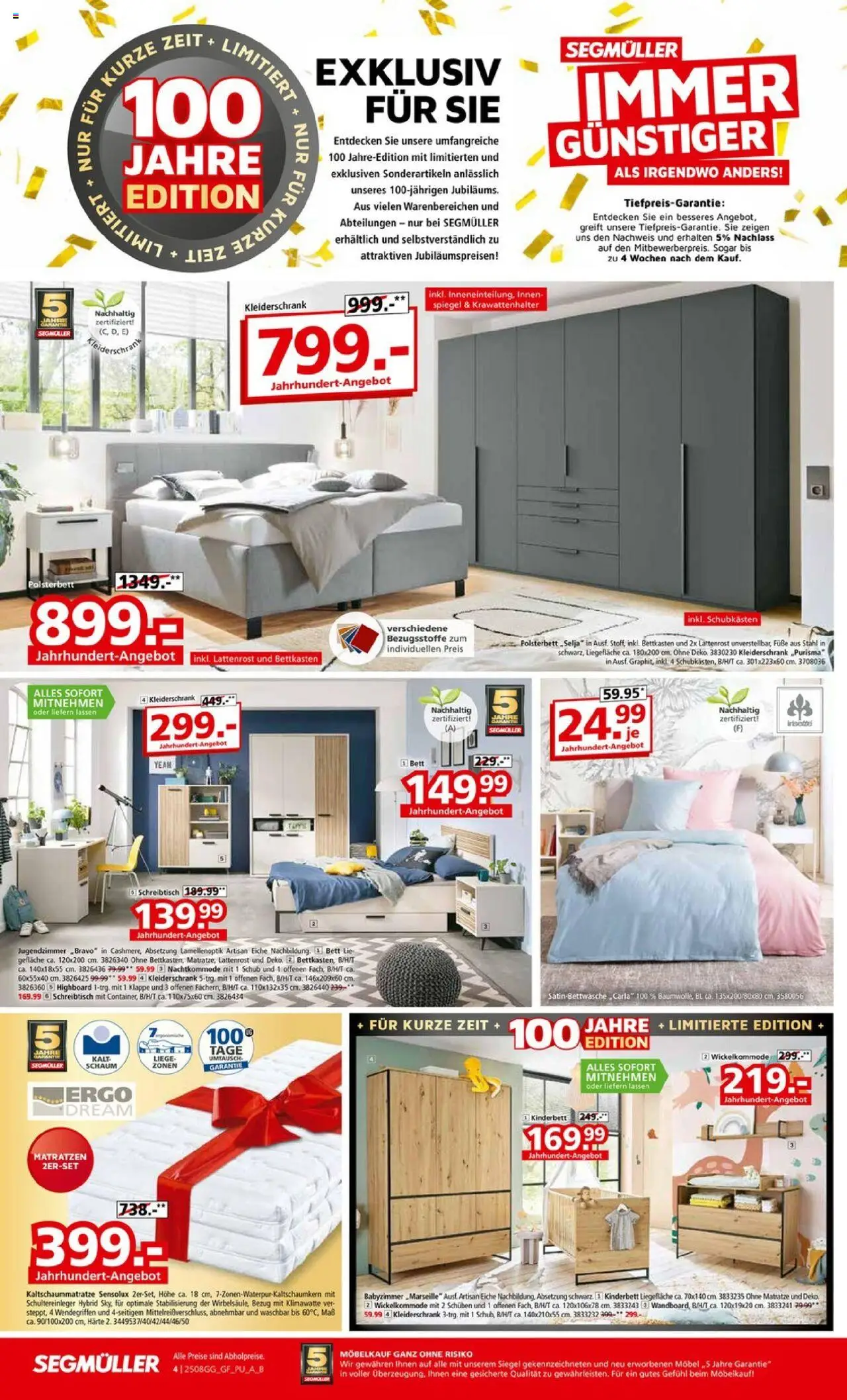 Segmüller Prospekt 	 - gültig ab dem 02.08.2025 | Seite: 4 | Produkte: HIghboard, Bett, Polsterbett, Spiegel