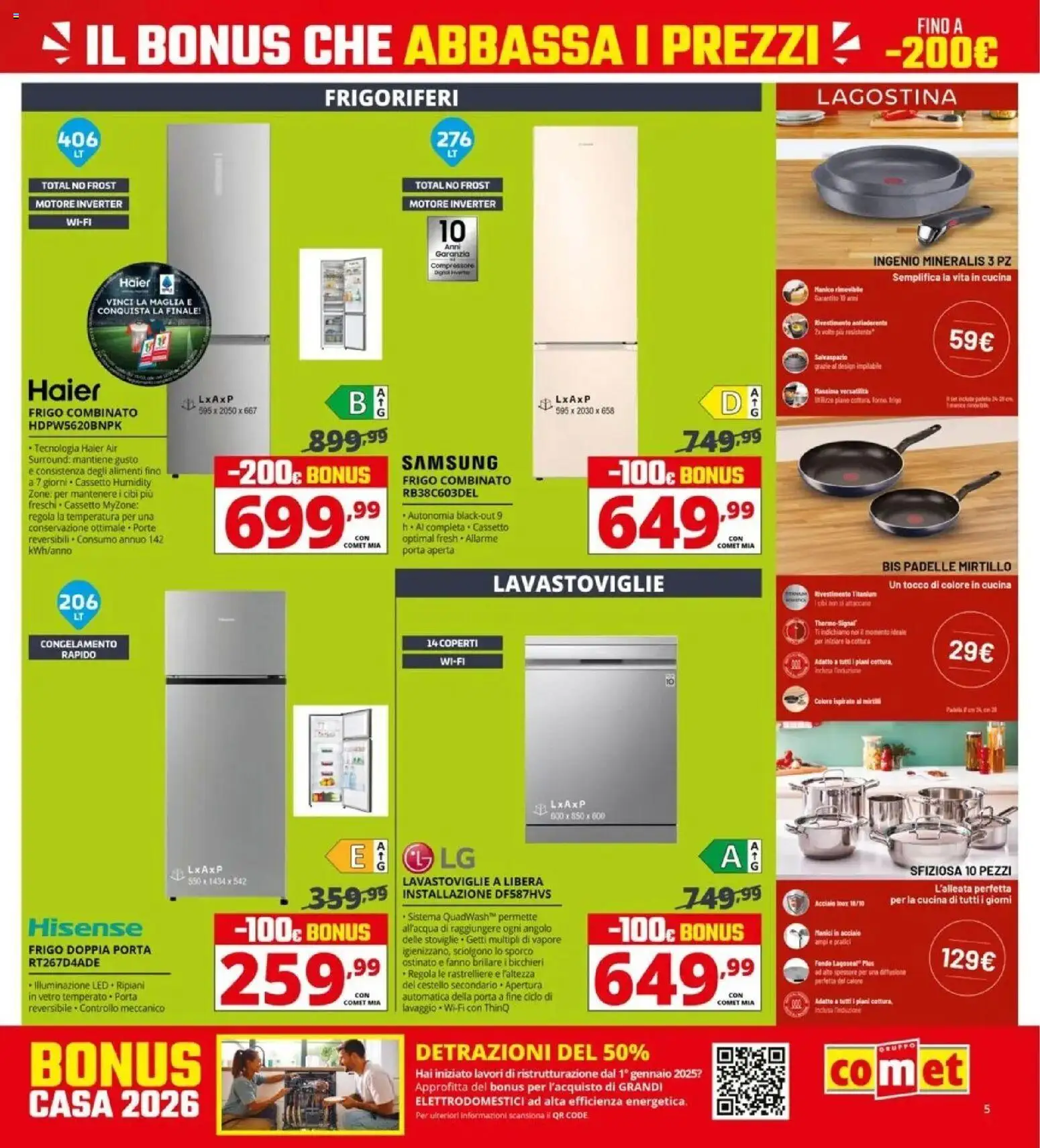 Volantino Comet del 09.04.2026 | Pagina: 5 | Prodotti: Compressore, Lavastoviglie, Samsung