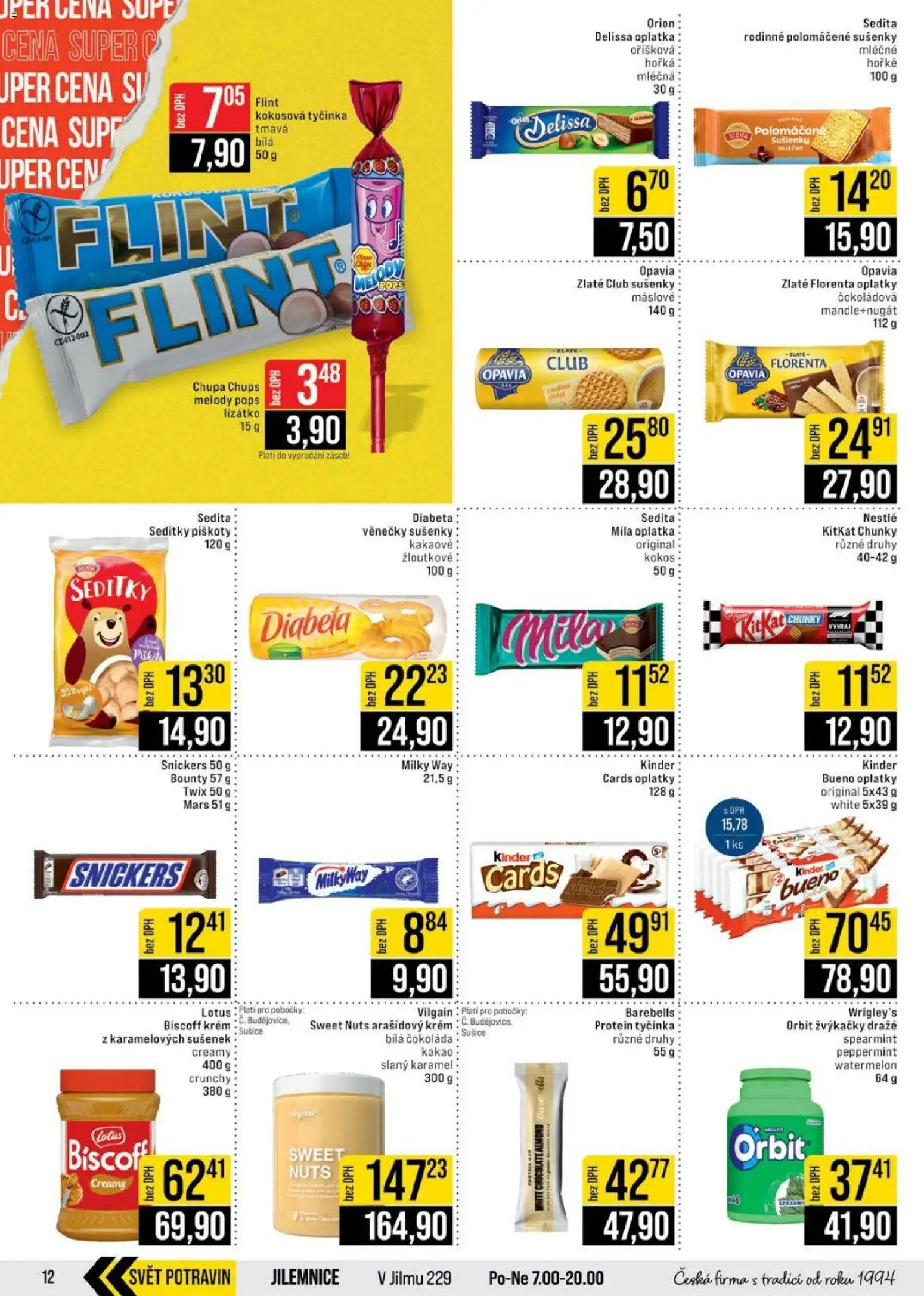 Jip leták - Cash & Carry od 22.04.2026 | Strana: 12 | Produkty: Čokoláda, Twix, Mila, Lotus